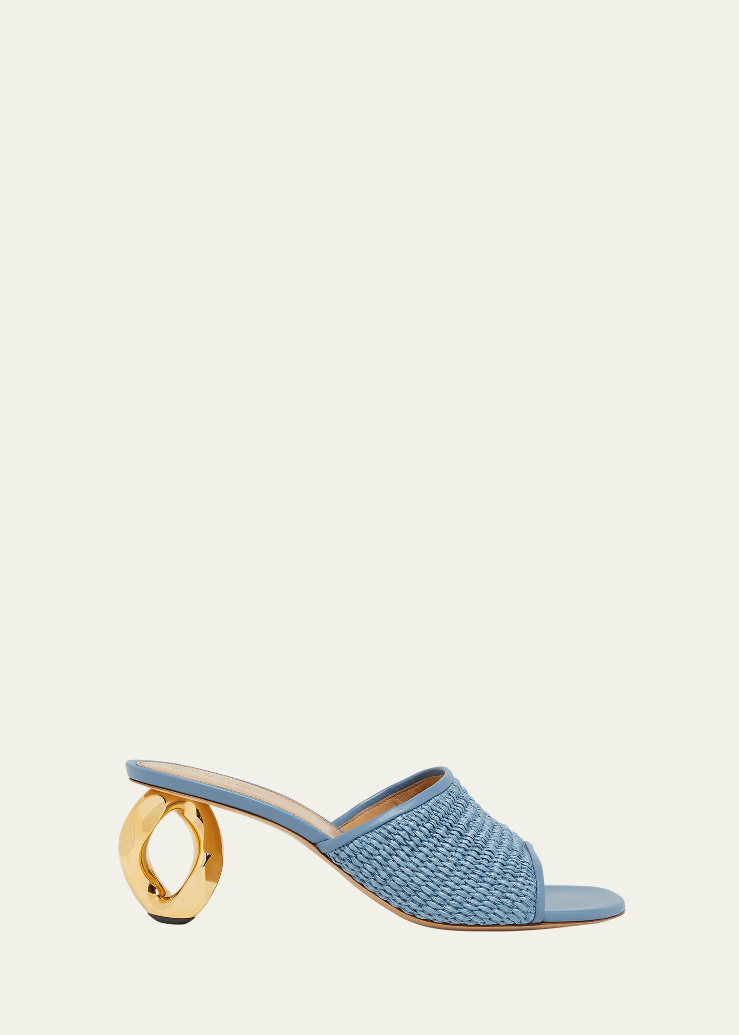 Jw Anderson Raffia Chain-heel Mule Sandals In Blue