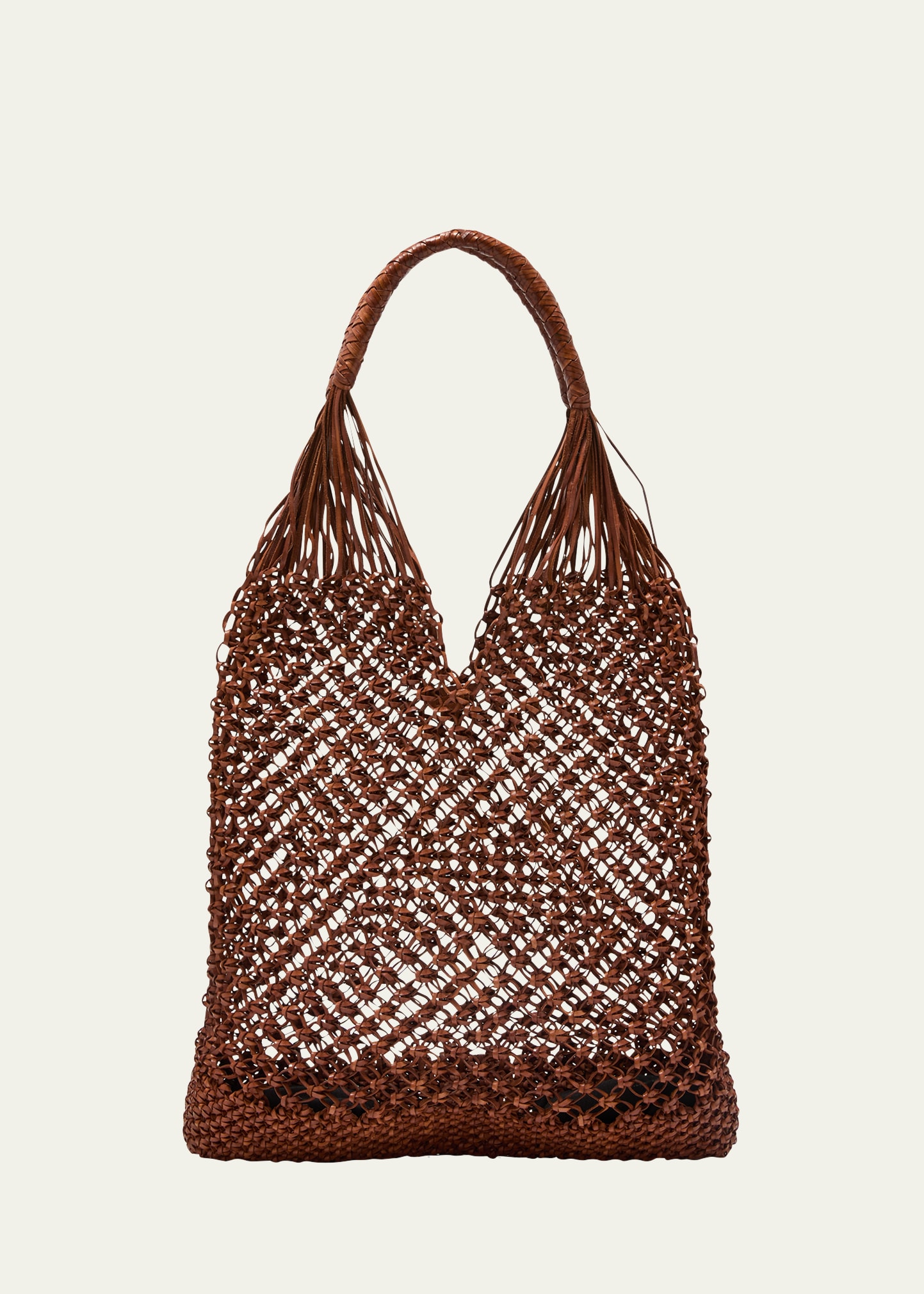 Shop Ulla Johnson Tulia Large Knotted Leather Tote Bag In Pecan Brown