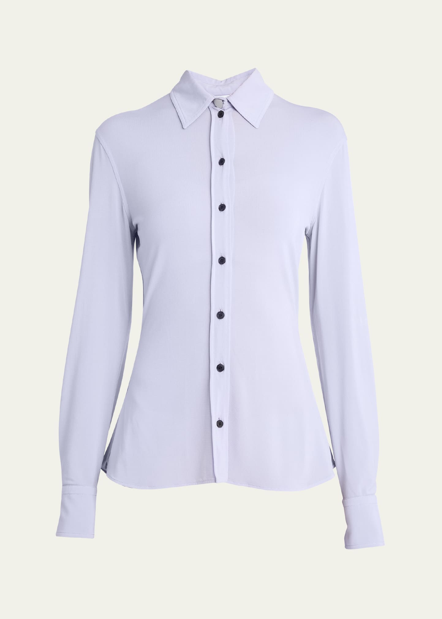 Stretch Viscose Jersey Button Down Top