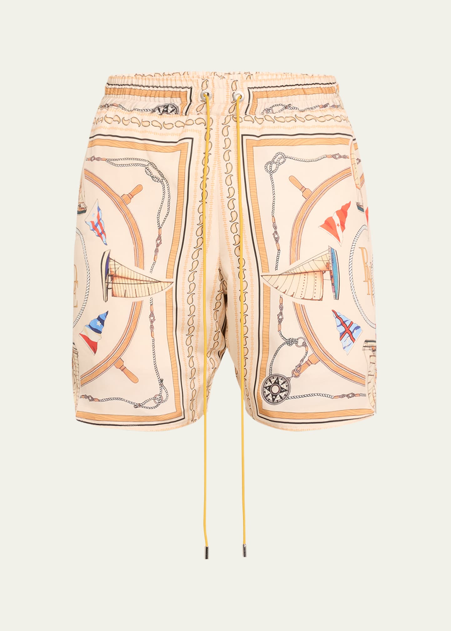 Shop Rhude Men's Scarf Nautical Print Drawstring Shorts In Multi