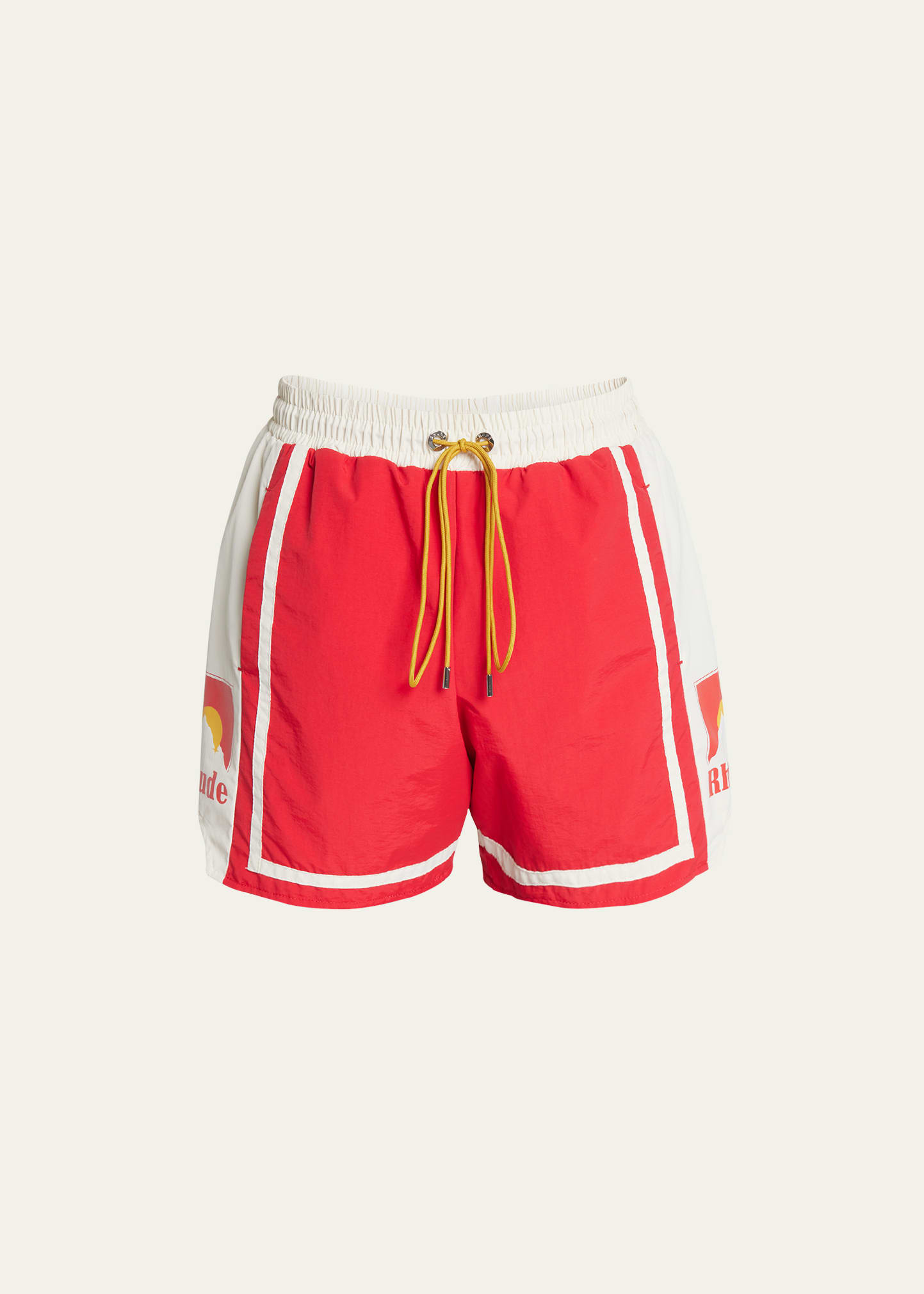 Shop Rhude Men's Nylon Moonlight Track Shorts In Red/cream