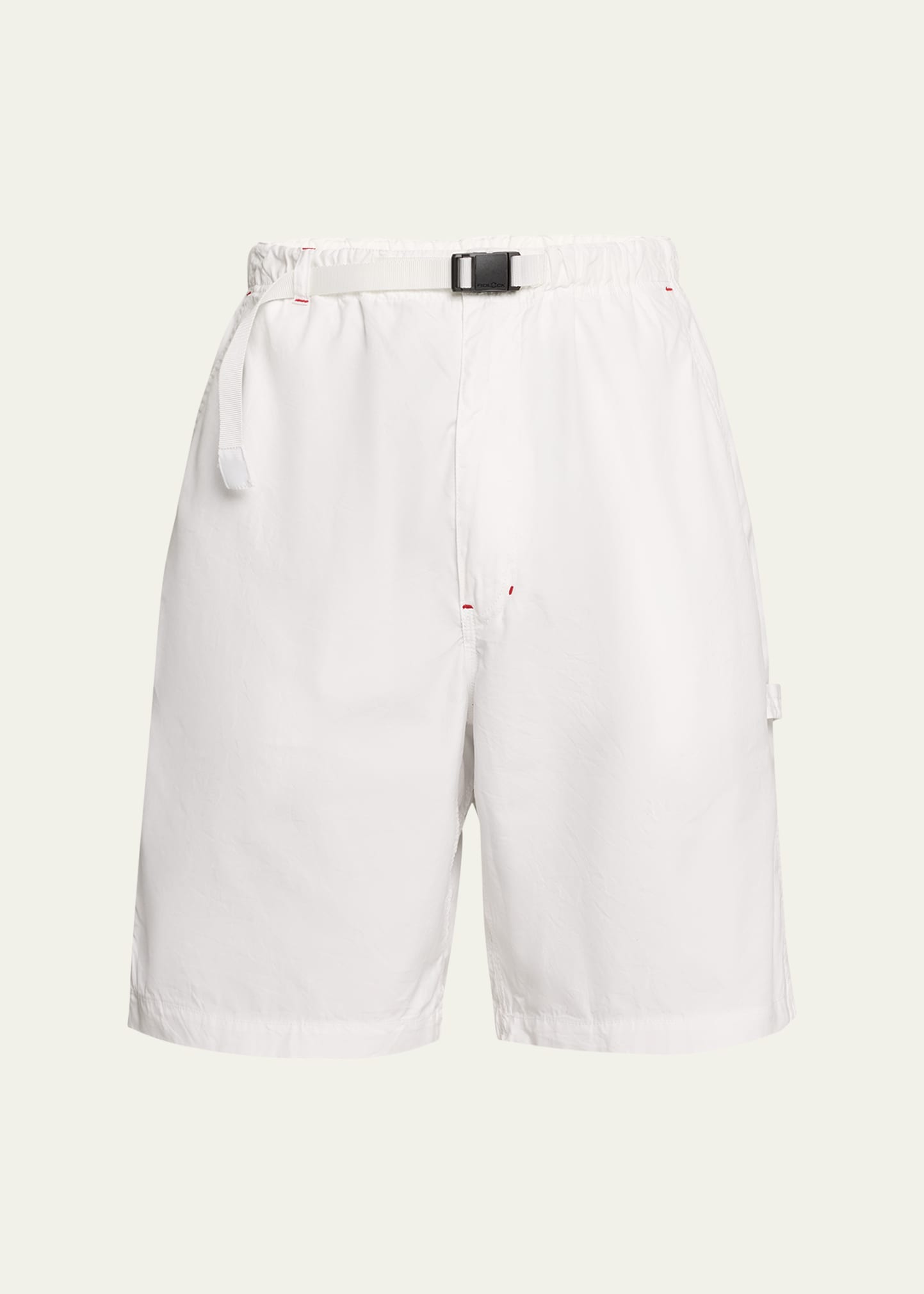 Cdg Homme Men's Belted Oxford Carpenter Shorts In White