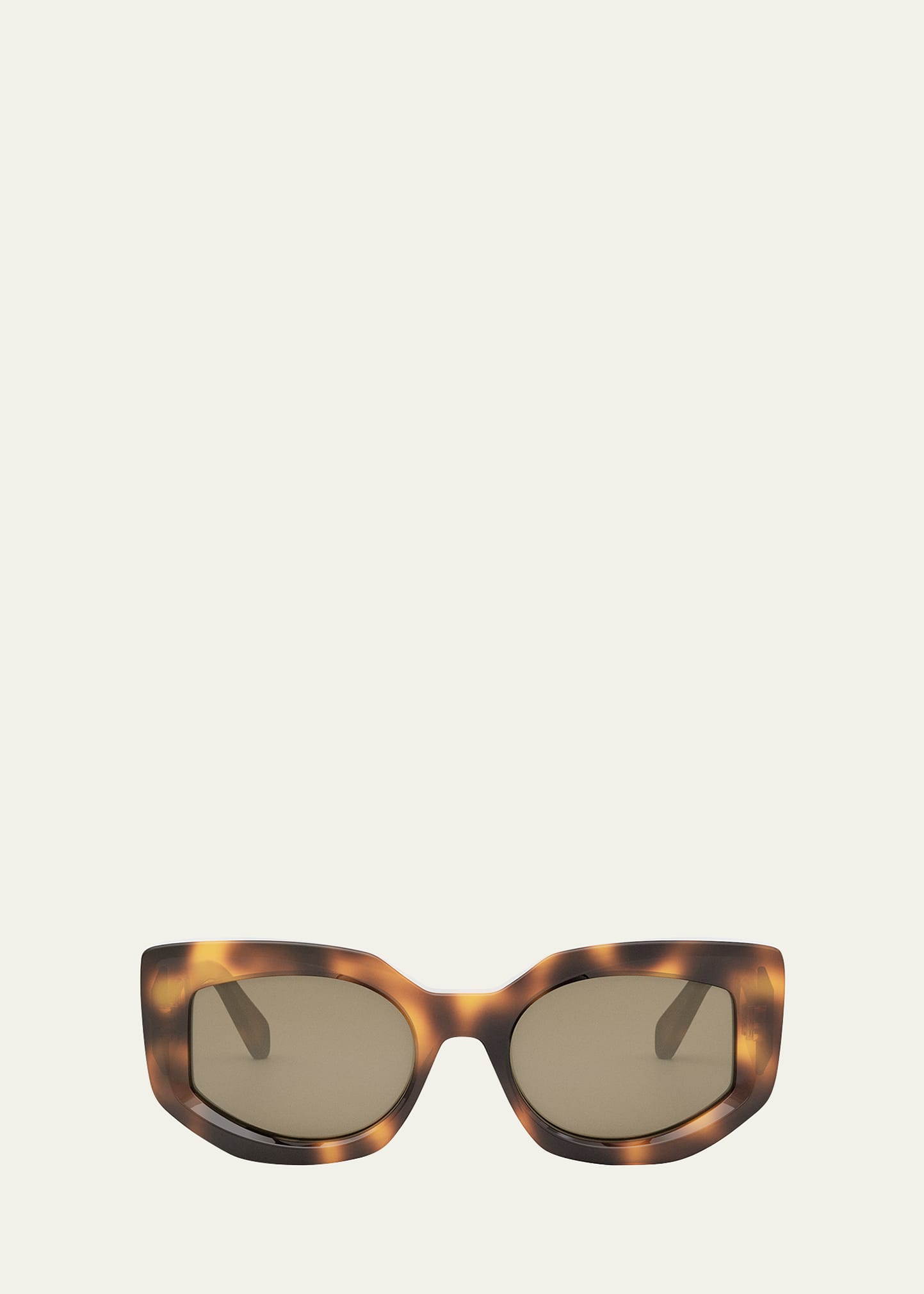 Shop Celine Beveled Acetate Cat-eye Sunglasses In Blndhav/brn