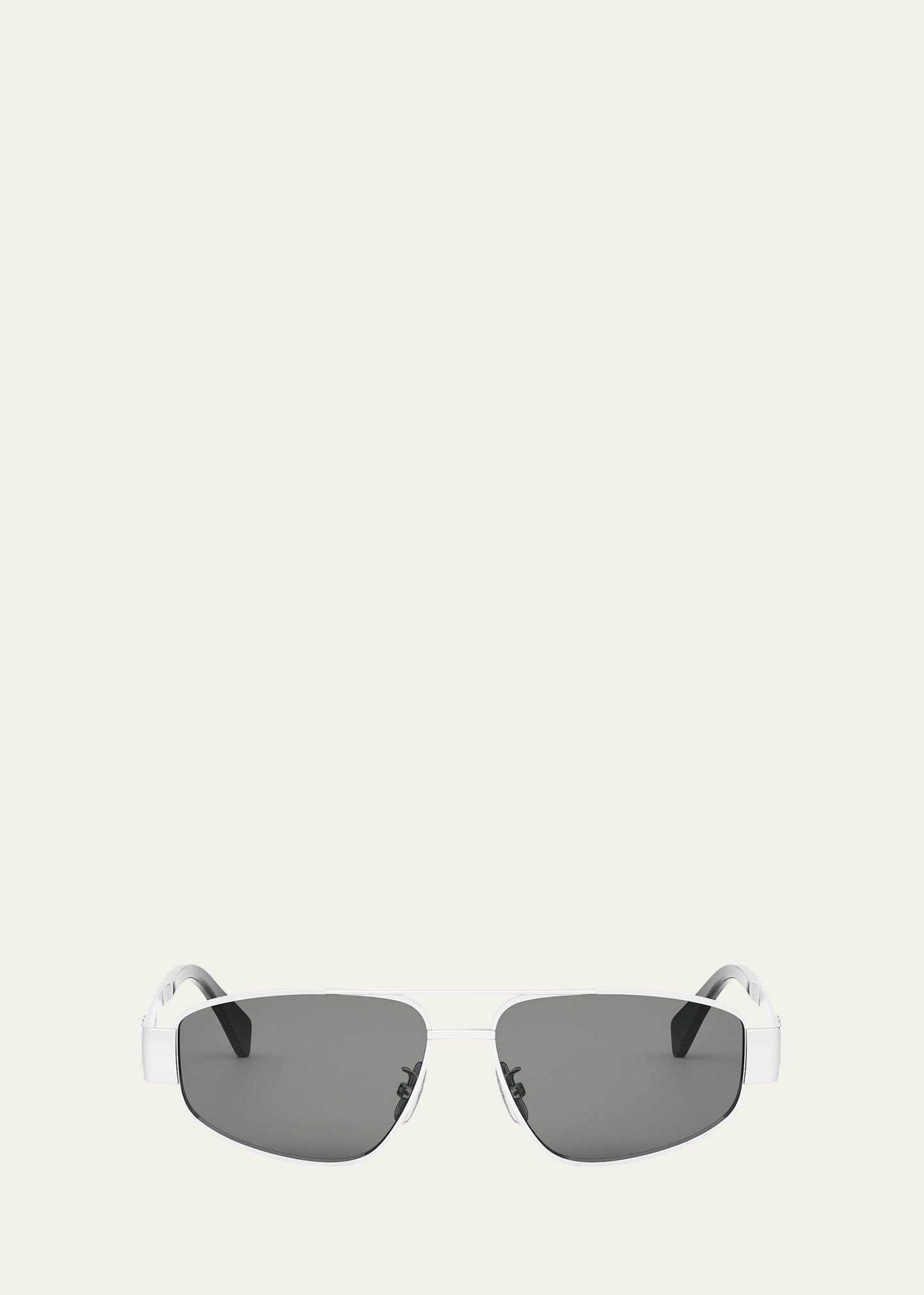 Celine Triomphe Metal Aviator Sunglasses In White