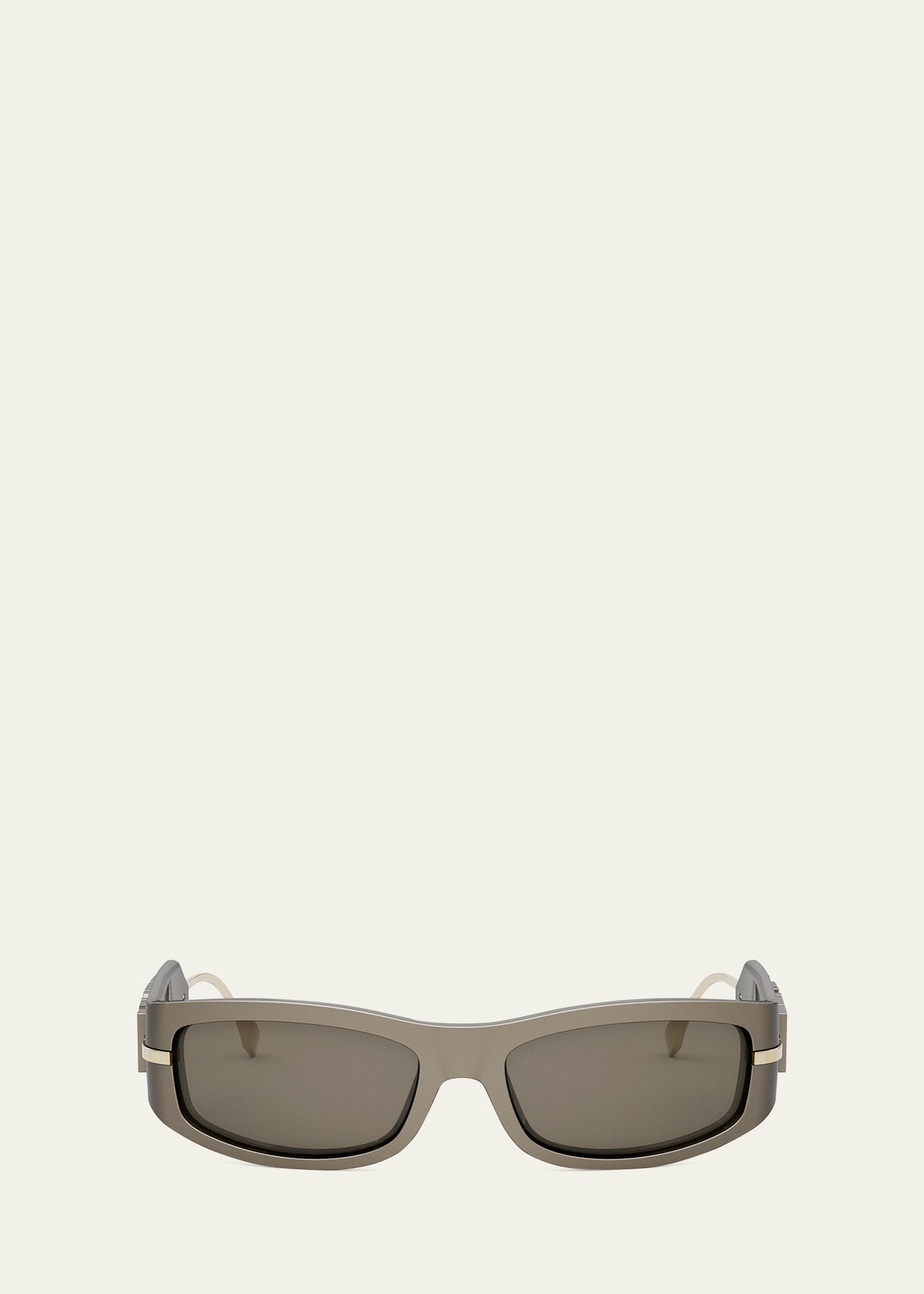 Shop Fendi Graphy Plastic Rectangle Sunglasses In Slbrn/brn