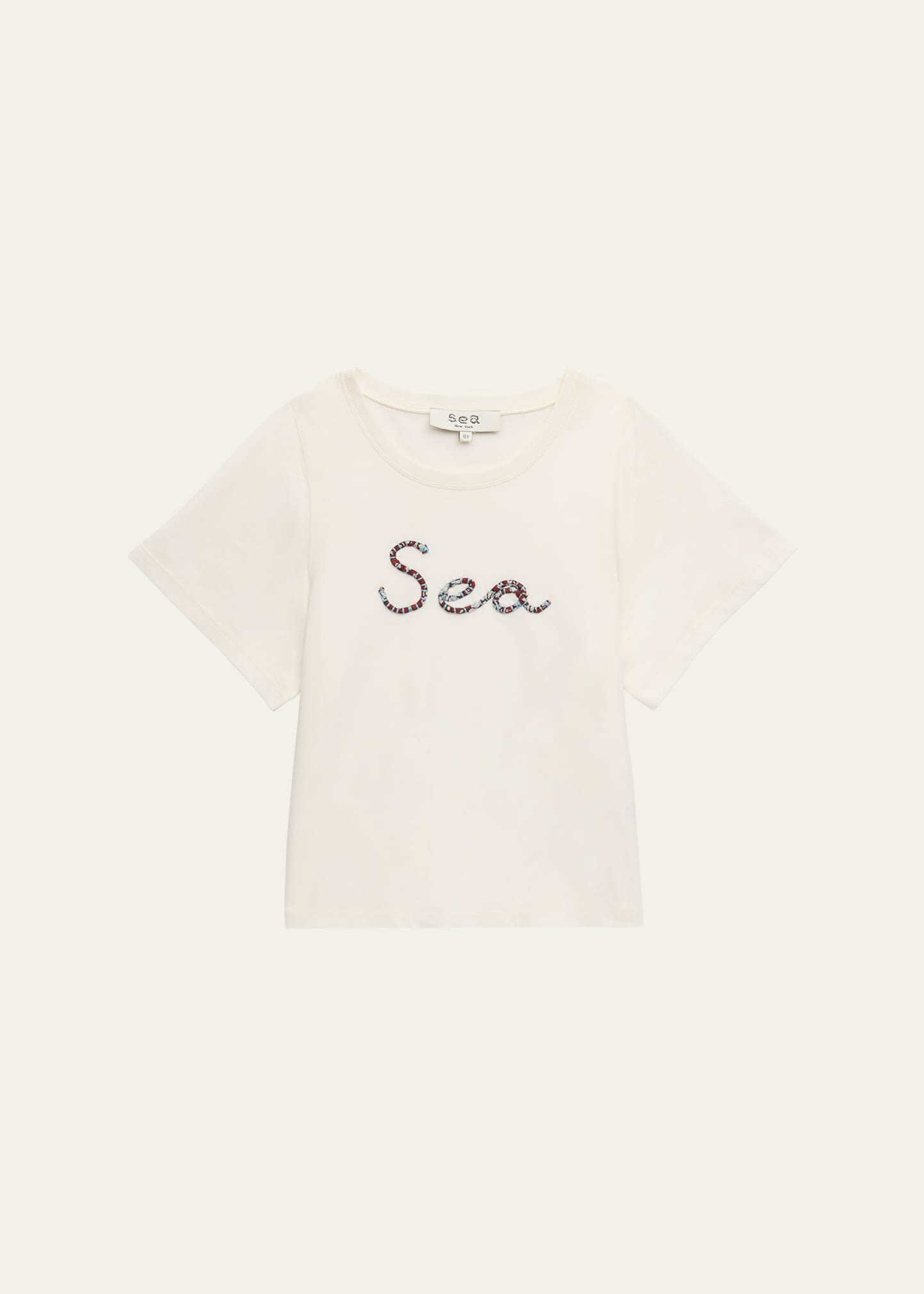 Sea Kids' Girl's  Embroidery Short-sleeve T-shirt In White