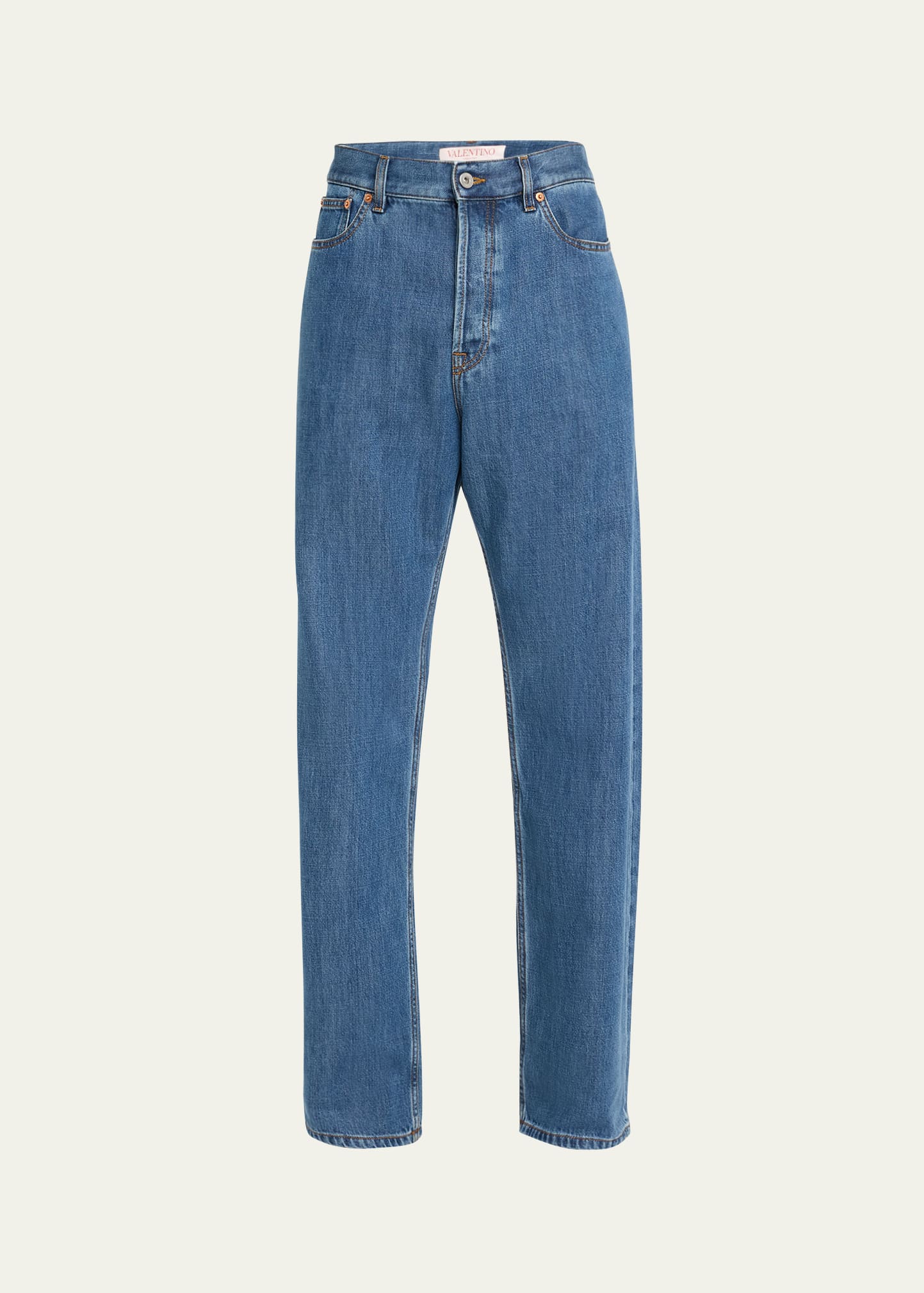 Valentino Men's Relaxed Straight-leg Jeans In Blue