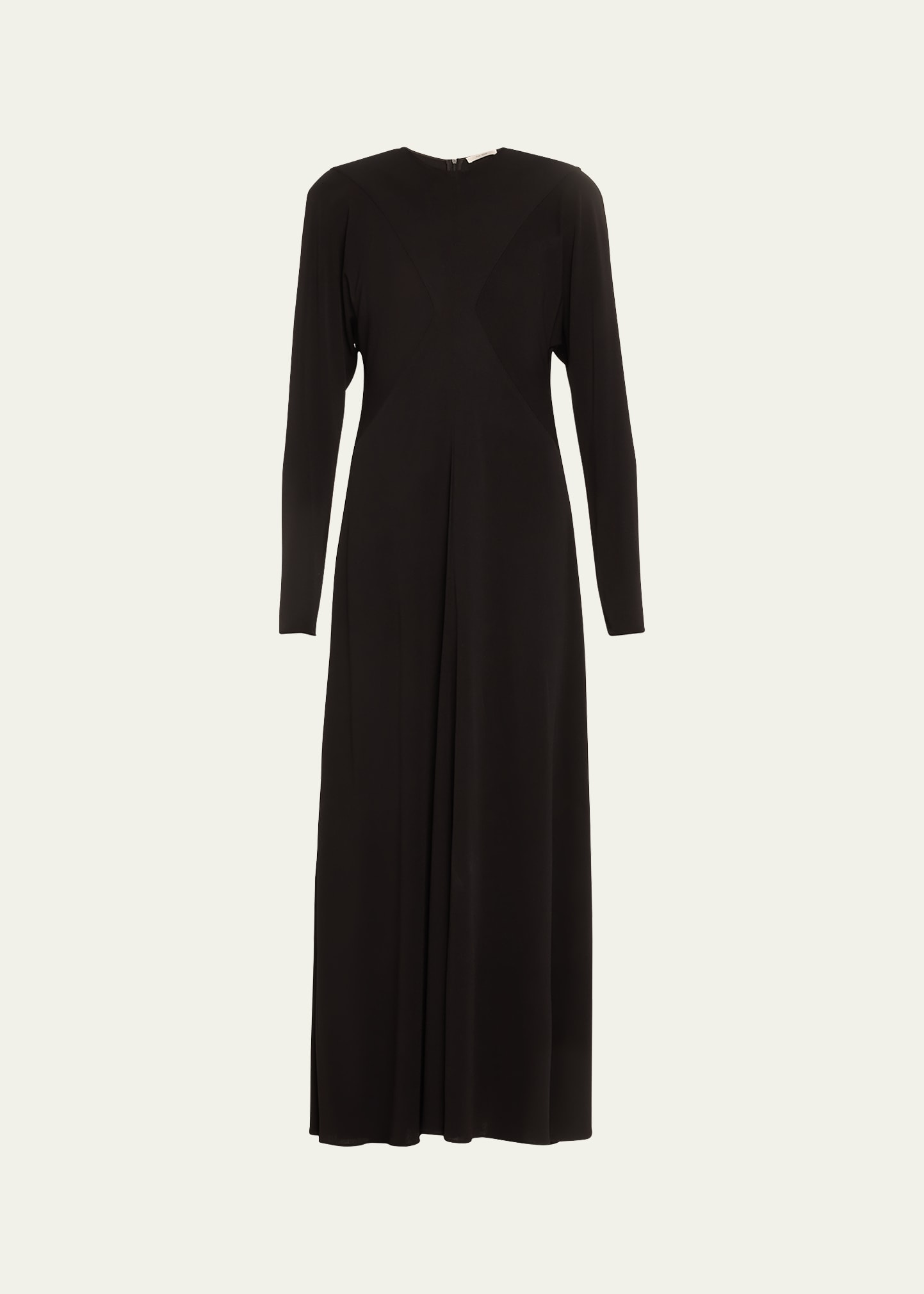 The Row Venusia Long-sleeve A-line Maxi Dress In Black
