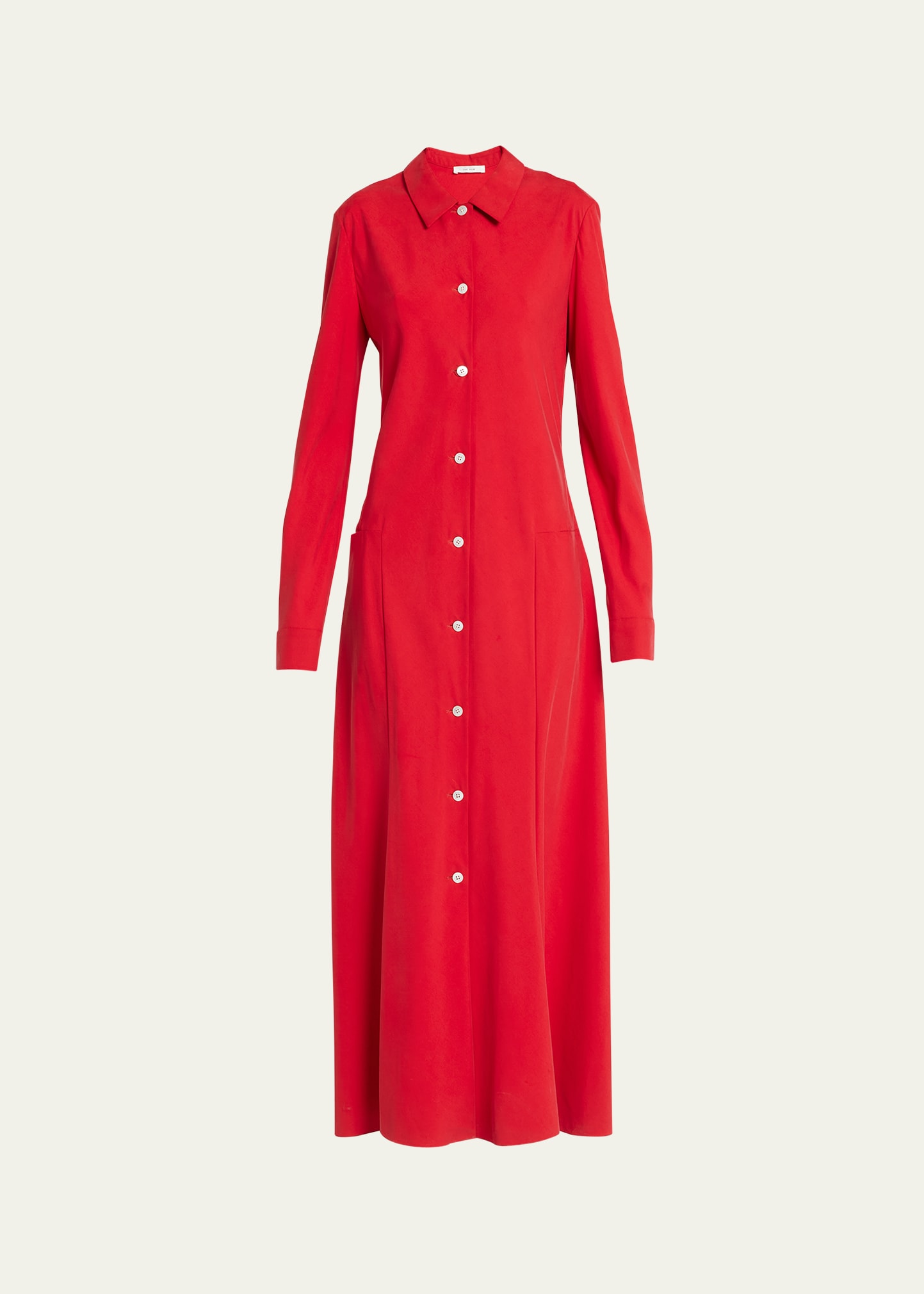 The Row Myra Button-down Silk Crepe Maxi Dress In Goji Berry