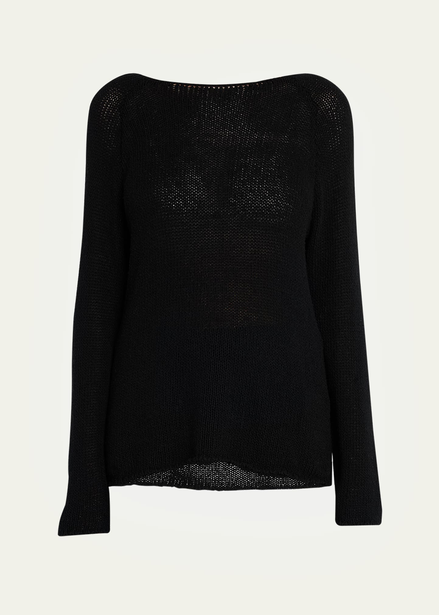 Shop The Row Fausto Boat-neck Open-knit Silk Sweater In Black
