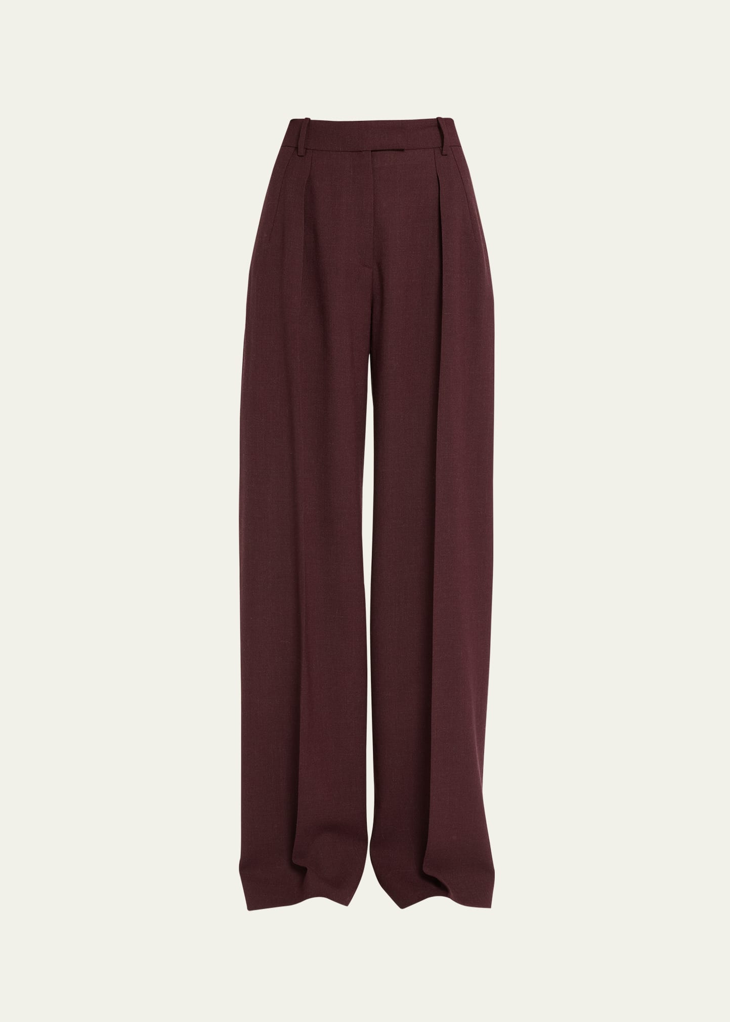 The Row Antone Pleated Wool Wide-leg Pants In Burgundy