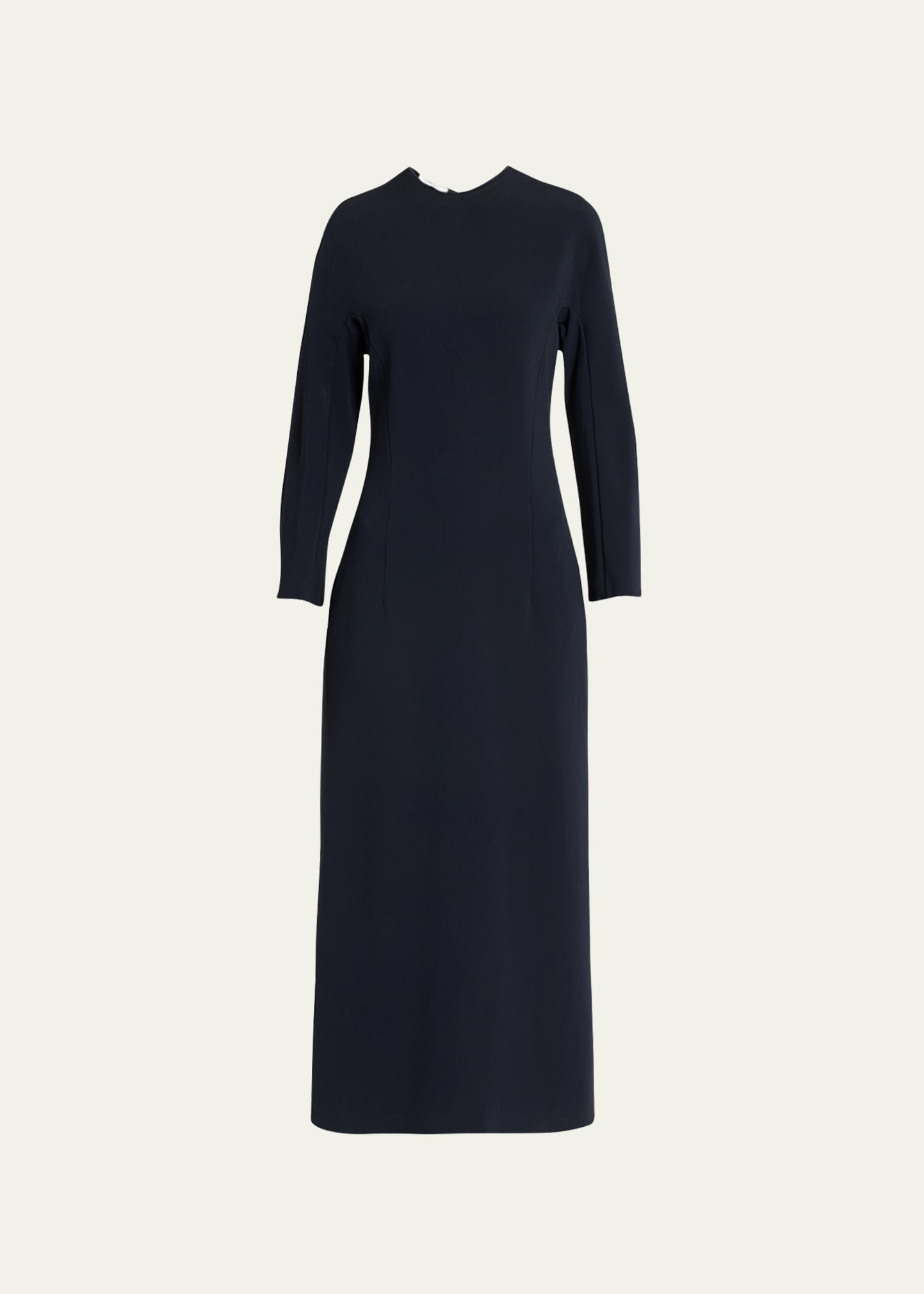 Shop The Row Elia Long-sleeve Viscose Dress In Dark Navy