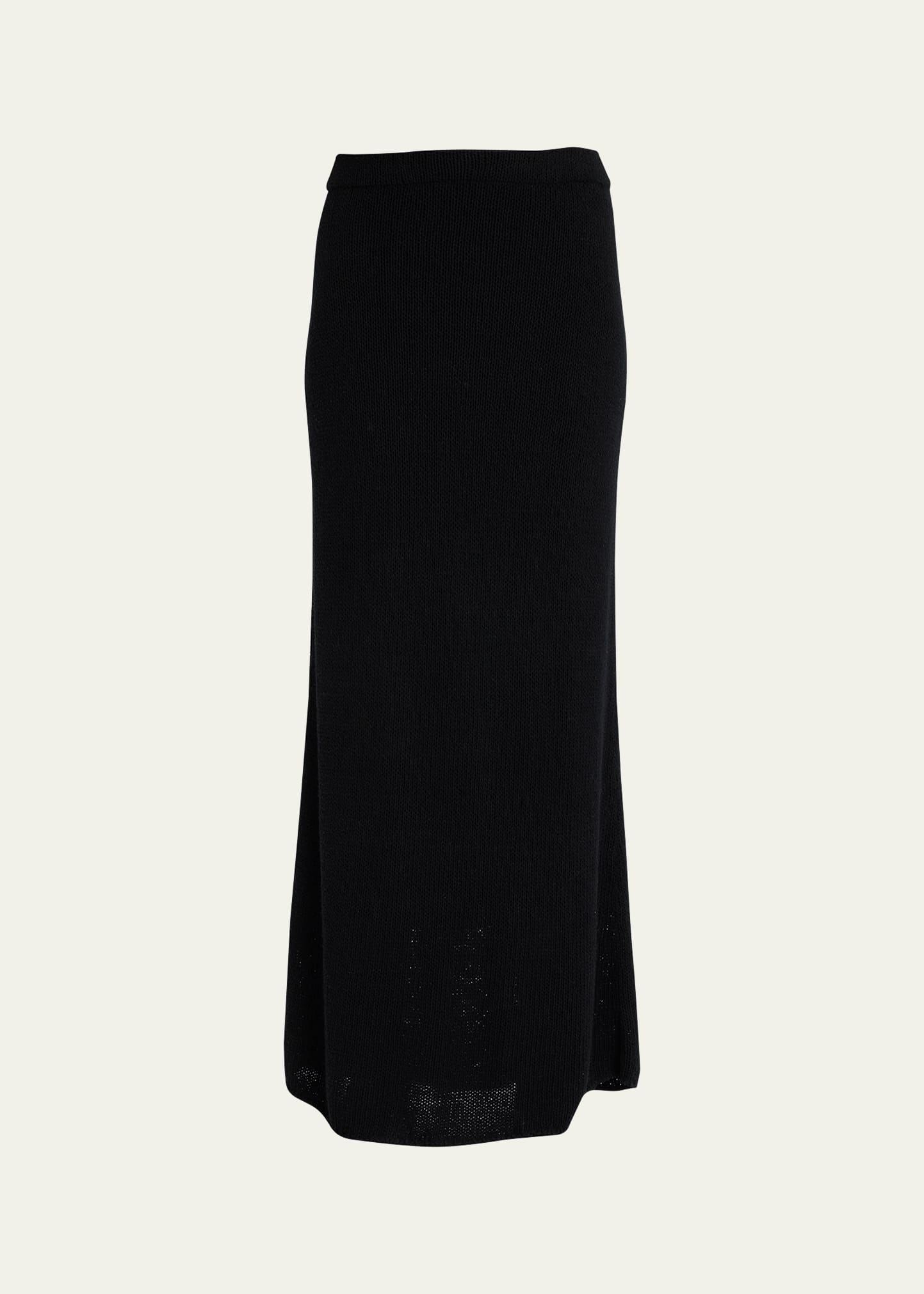 The Row Moss Ribbed Silk Maxi Skirt In Black