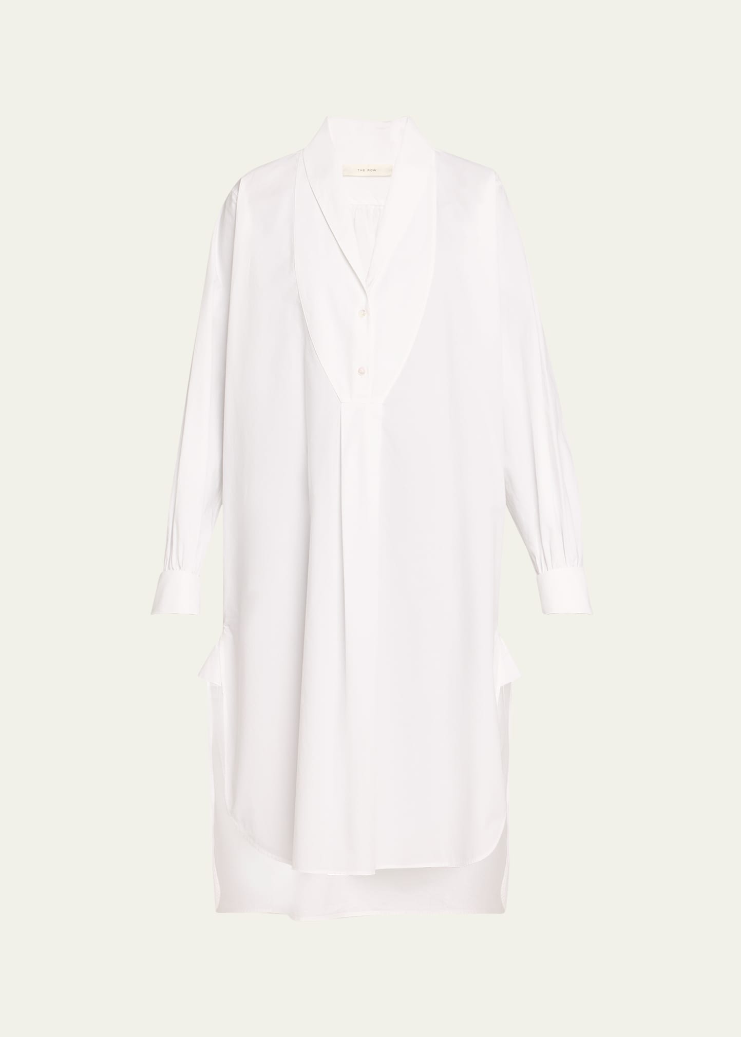 Shop The Row Elinor Long-sleeve Bib-front Midi Shirtdress In Off White