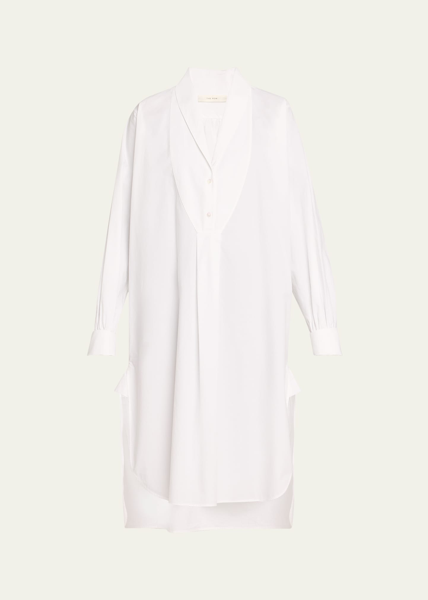 The Row Elinor Long-sleeve Bib-front Midi Shirtdress In Off White