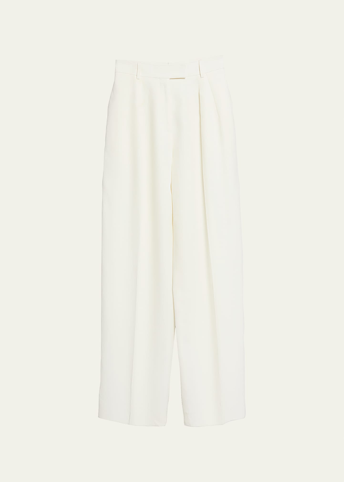 Antone Pintuck Wide-Leg Wool Pants, White