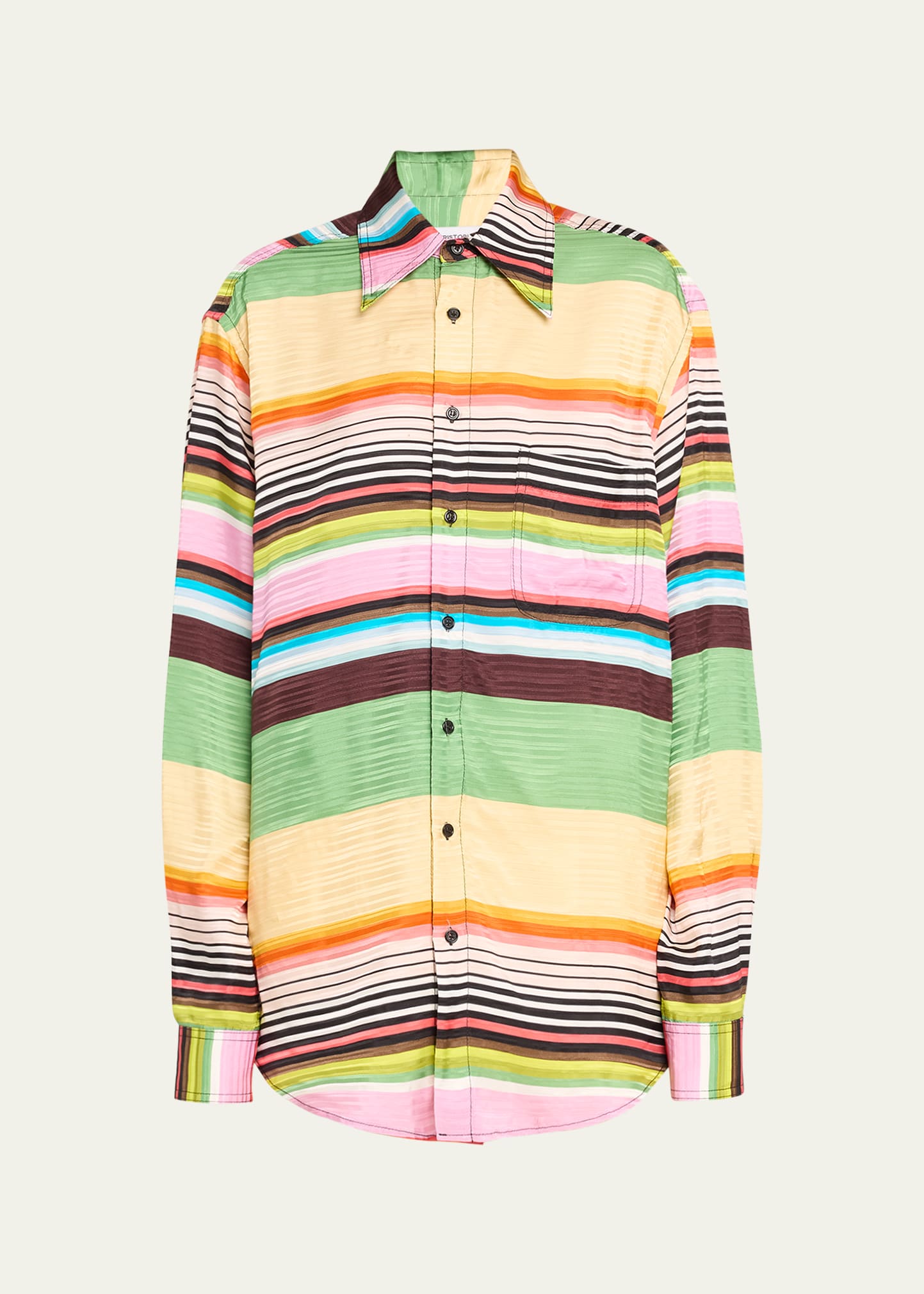 Shop Christopher John Rogers Cassette Stripe Relaxed Shirt In Sesame Multi