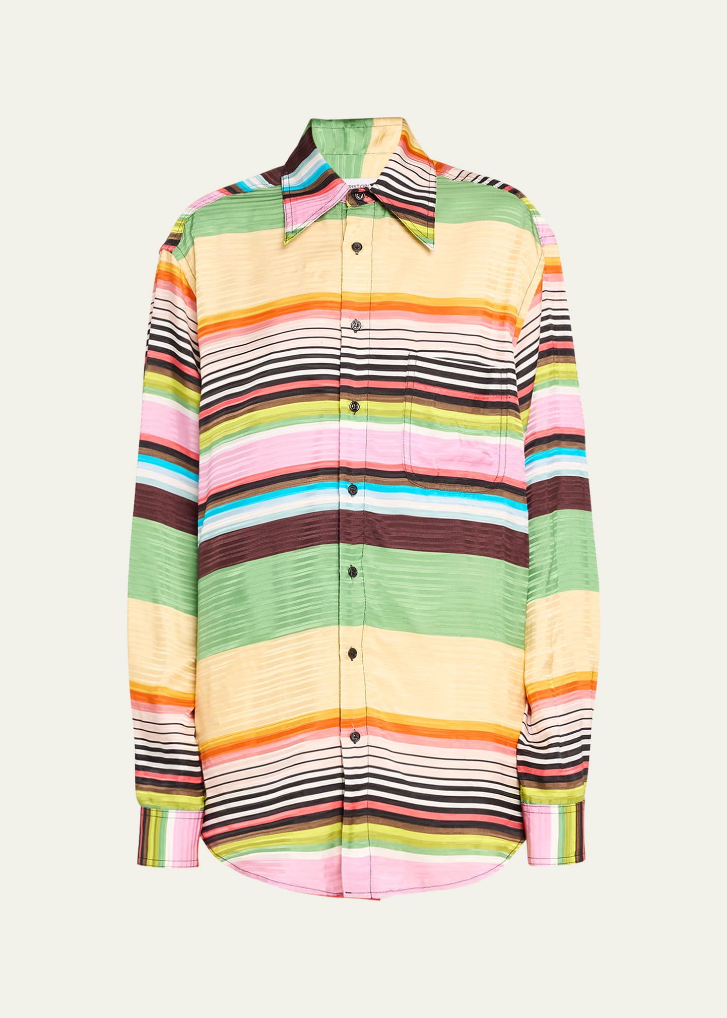 Christopher John Rogers Cassette Stripe Relaxed Shirt In Multi