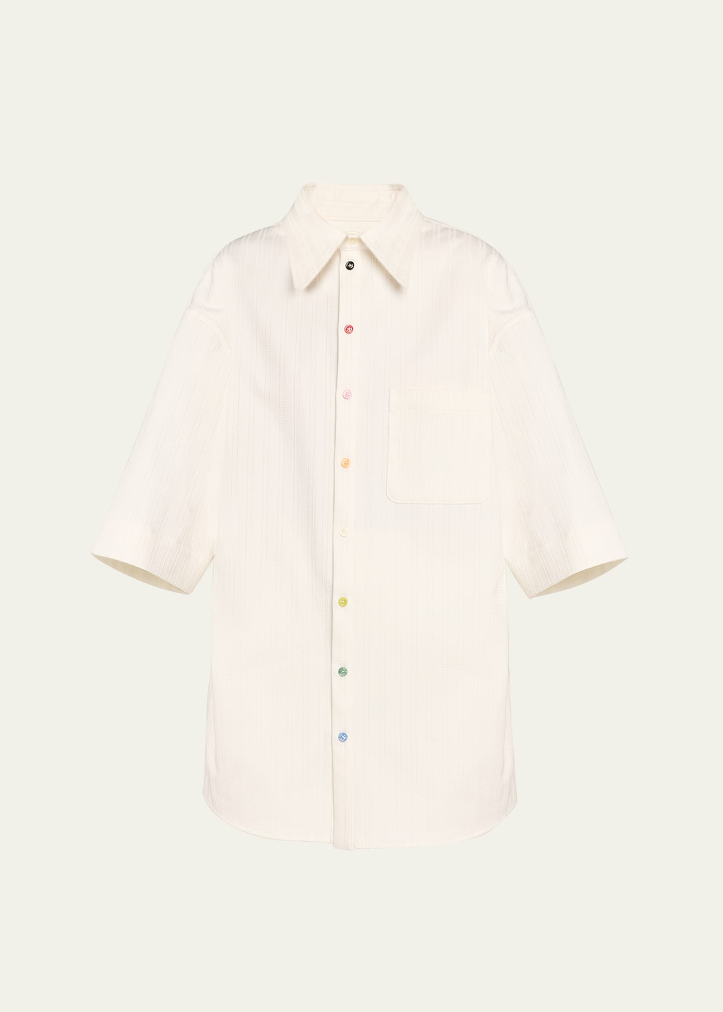 Christopher John Rogers Embroidered Jumbo Short-sleeve Shirt In White