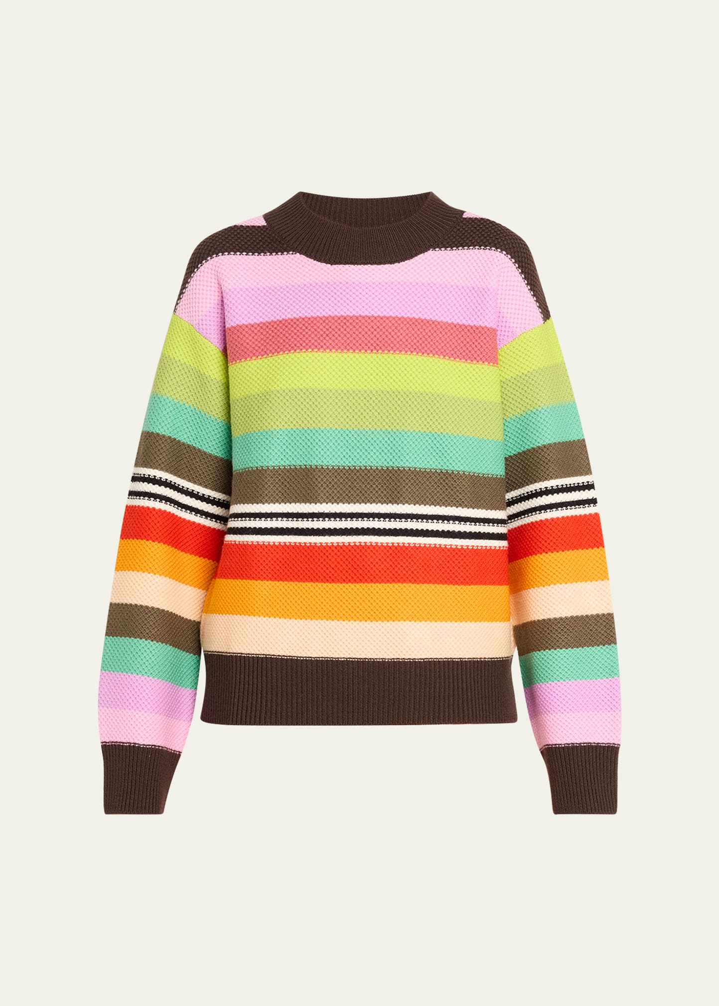 Pique Stitched Stripe Crewneck Sweater