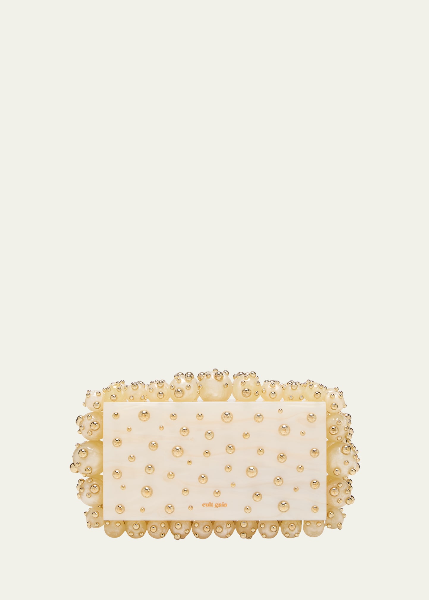 Shop Cult Gaia Eos Beaded Clutch Bag In Ivory Shiny Brass