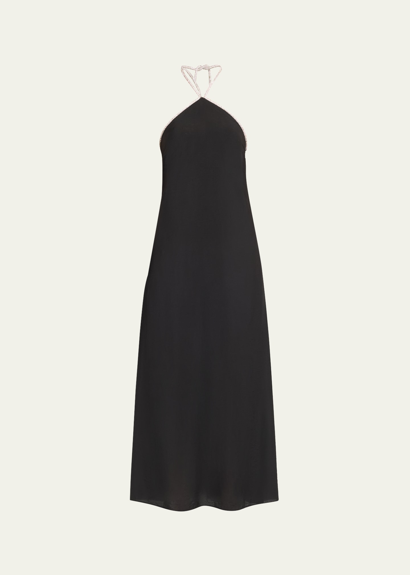 Shop Simkhai Onyx Crystal Trim Halter Maxi Dress In Black