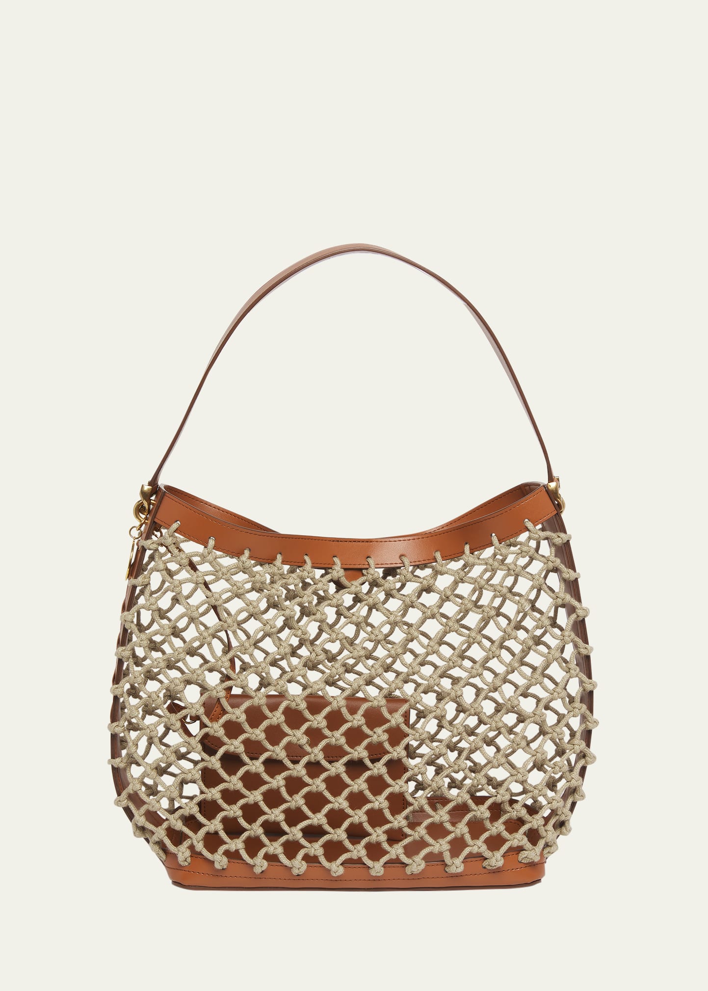 Shop Stella Mccartney Eco Mesh Knotted Tote Bag In Tan