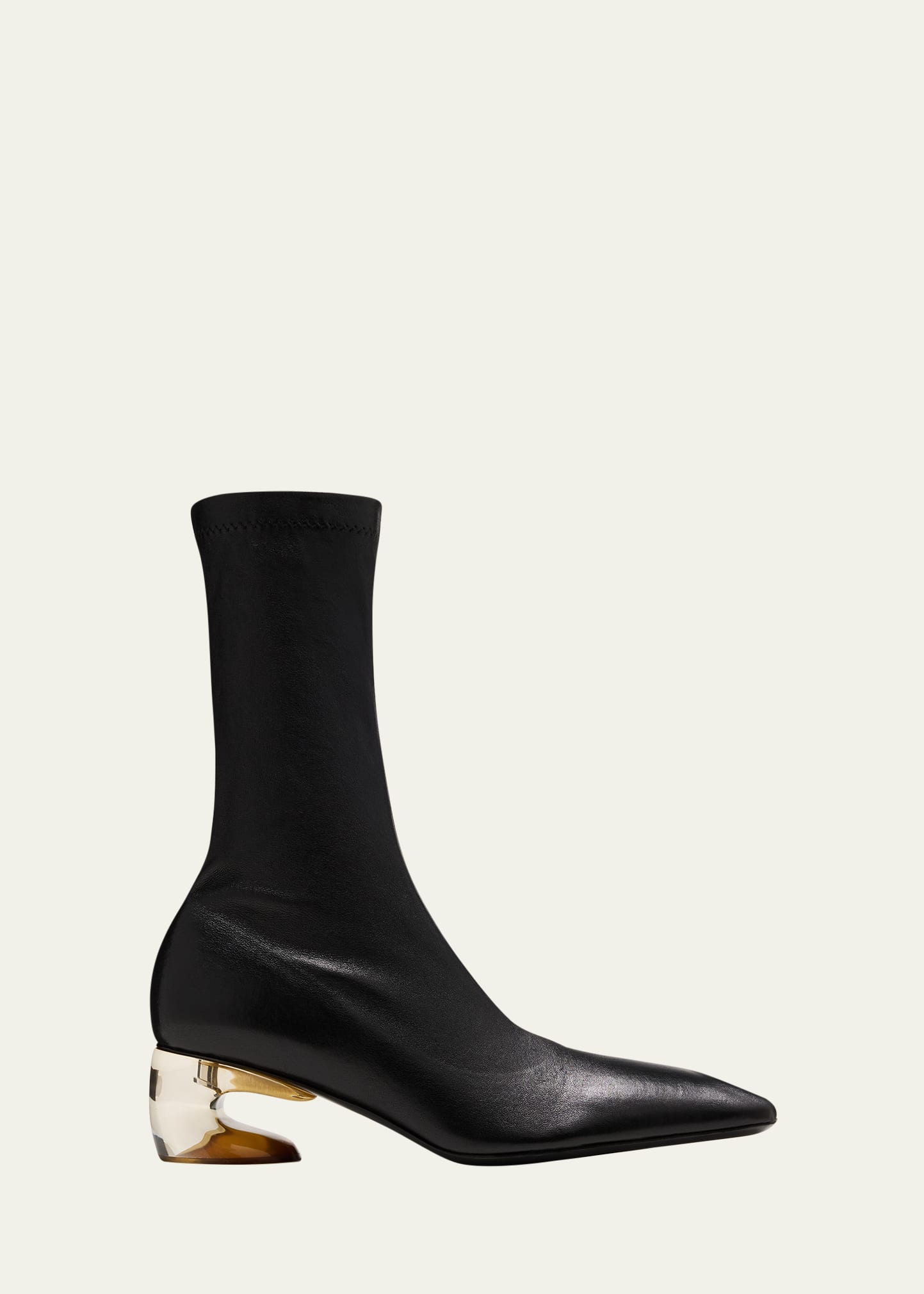 Jil Sander Stretch Leather Clear-heel Mid Boots In Black