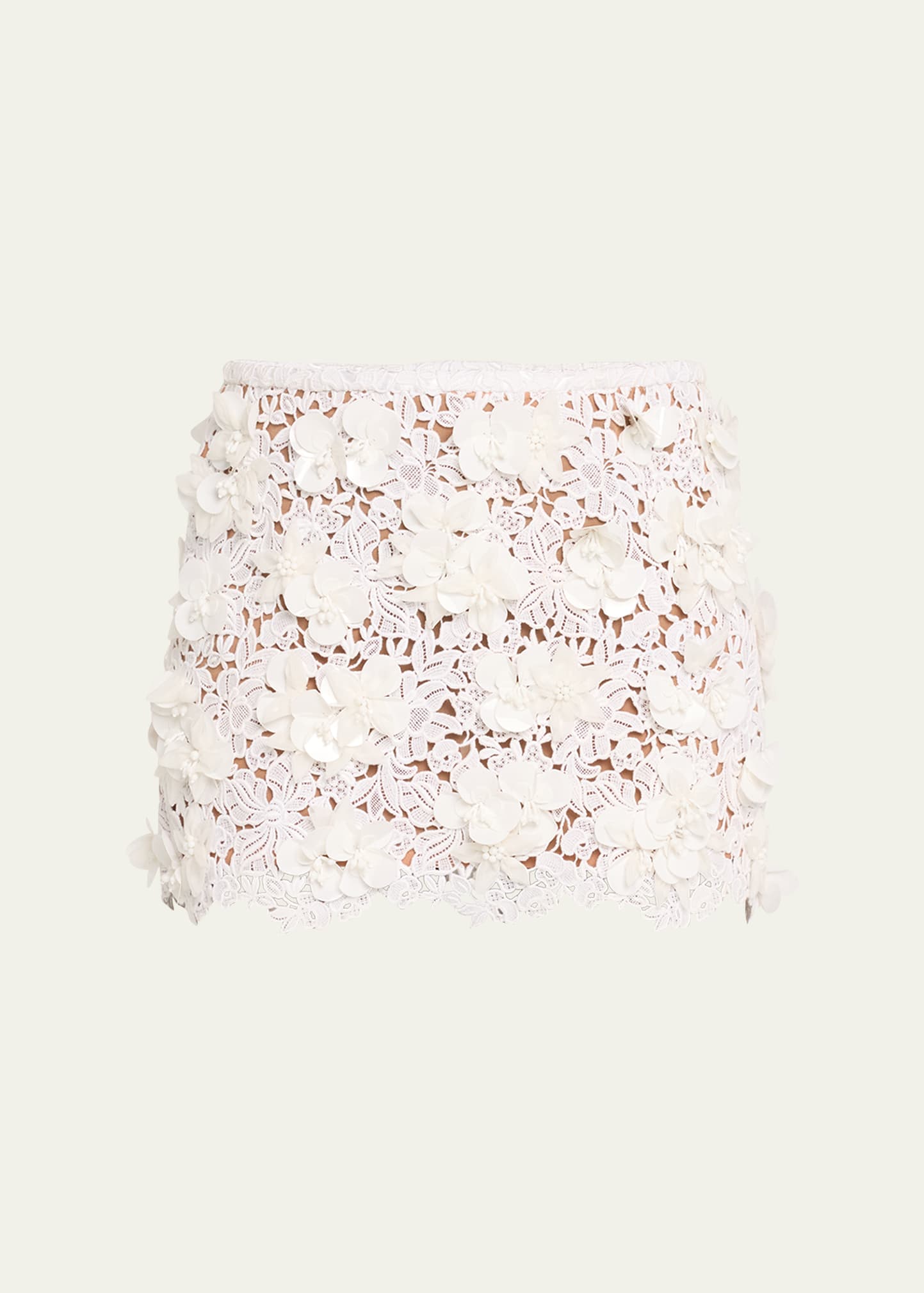 Shop Michael Kors Floral Embroidered Mini Skirt In Optic Whit
