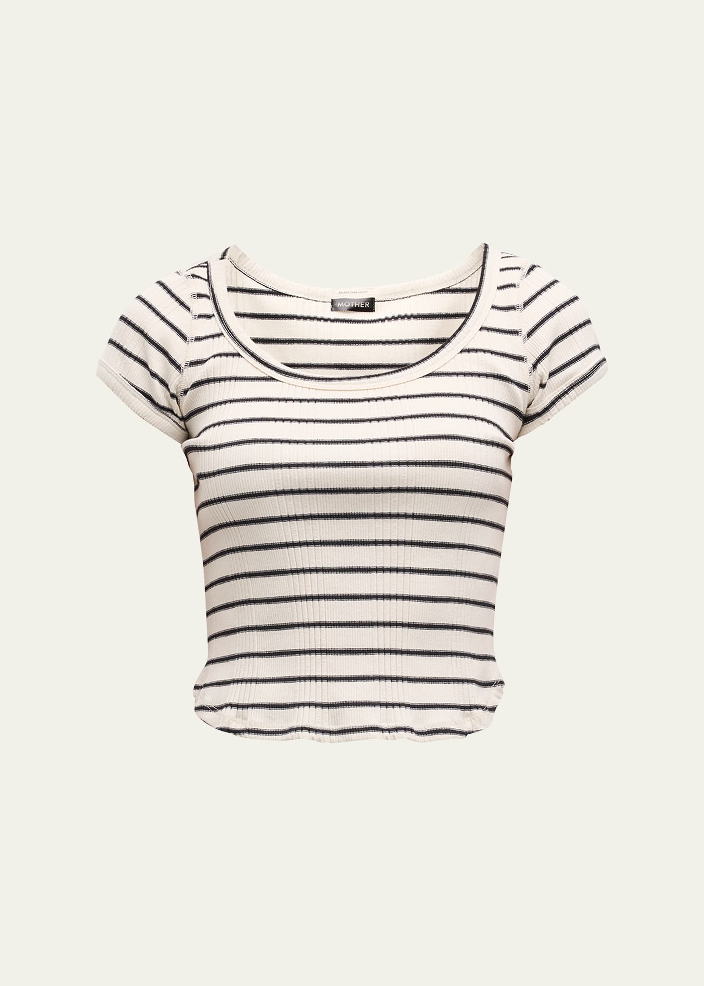 Shop Mother The Itty Bitty Scoop Striped Tee In Black And Whte St