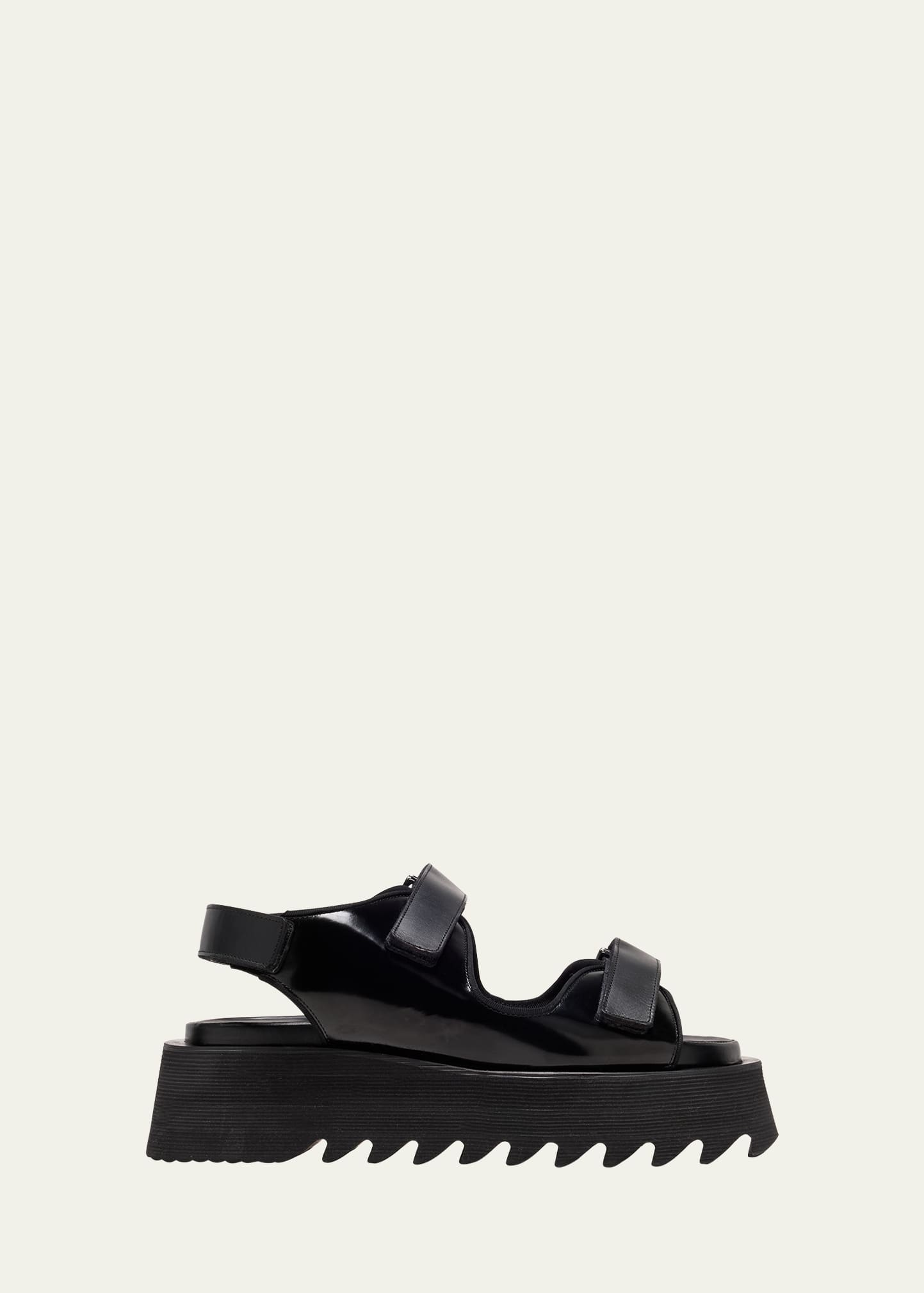 Shop Junya Watanabe Glossy Dual-grip Sporty Platform Sandals In Black