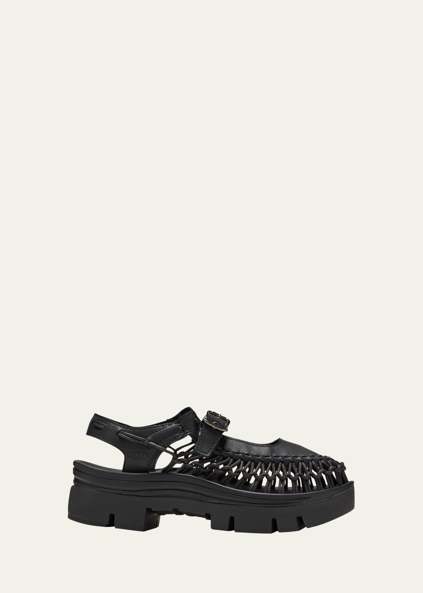 NOIR KEI NINOMIYA PLATFORM BUCKLE NET MARY JANE SHOES 