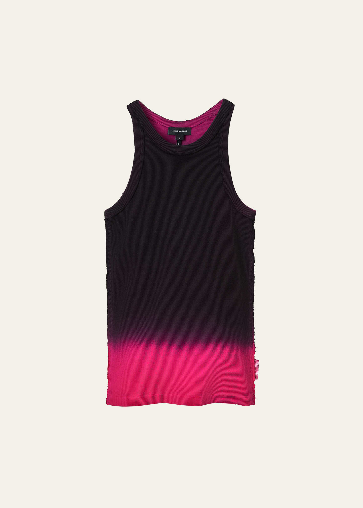 Shop Marc Jacobs Grunge Spray Print Rib Tank Top In Black Hot Pink