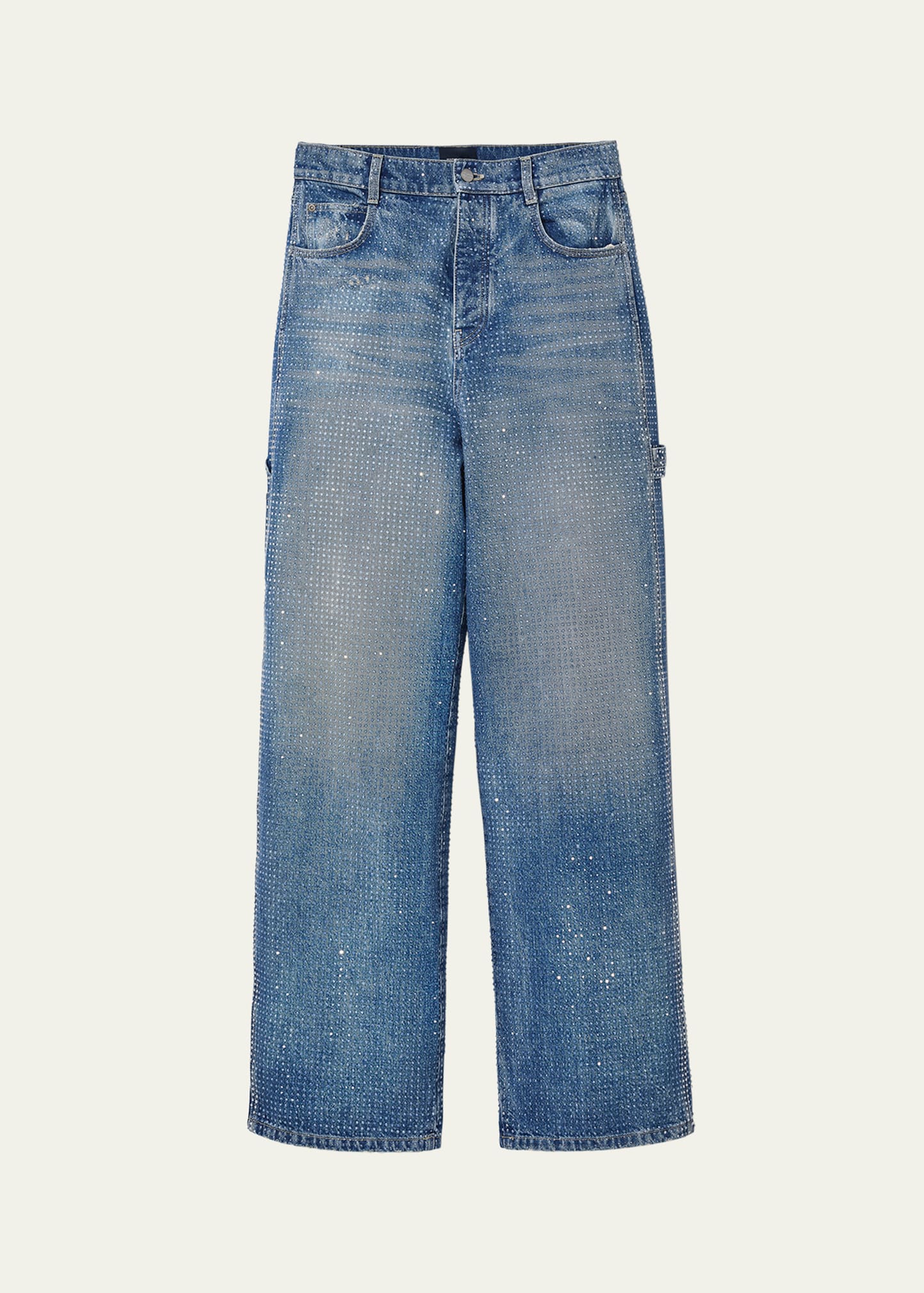 Marc Jacobs Crystal Denim Oversized Jeans In Light Blue Crysta