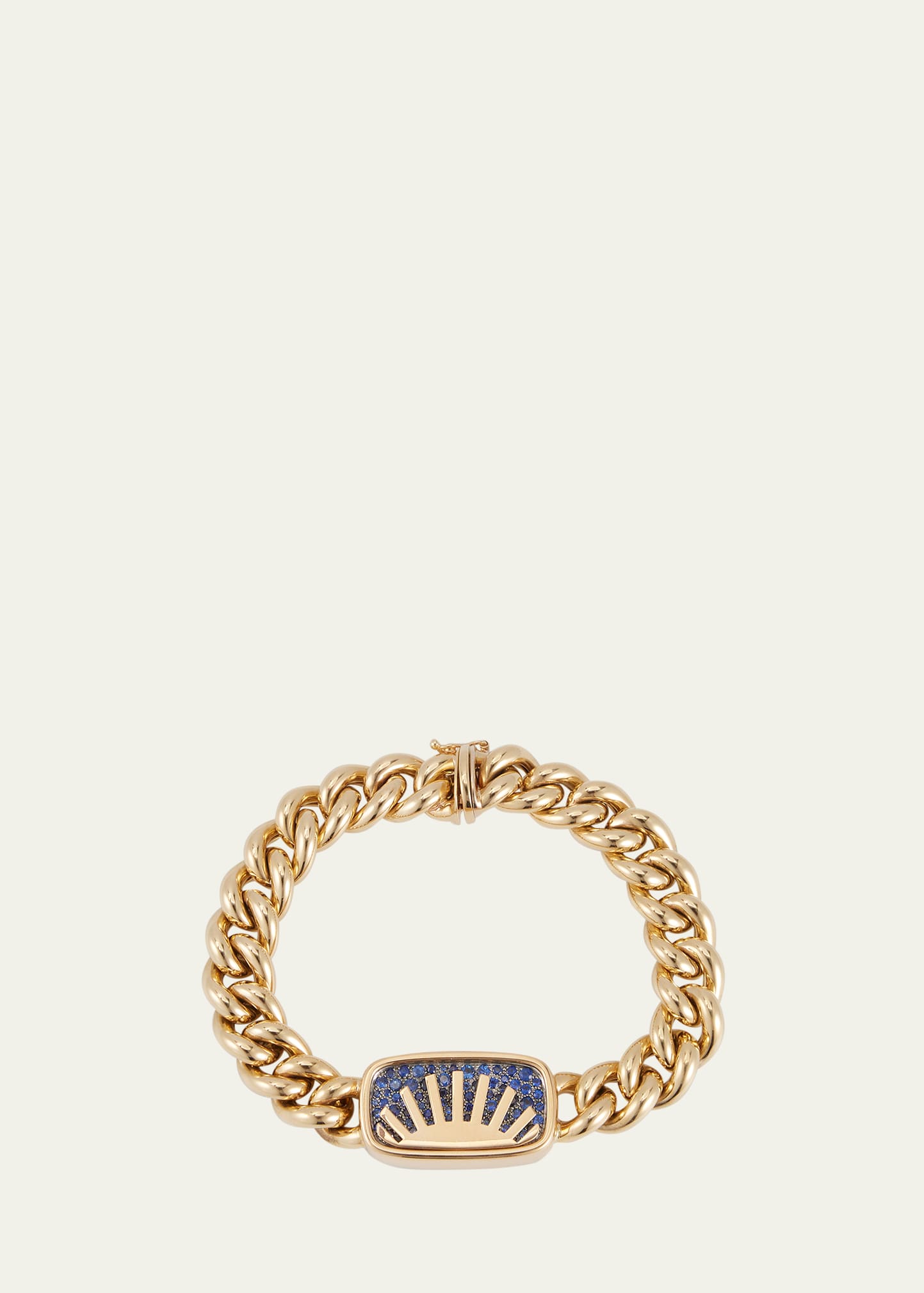 Brent Neale Curb Bracelet With Blue Sapphires And Sunrise In Gold