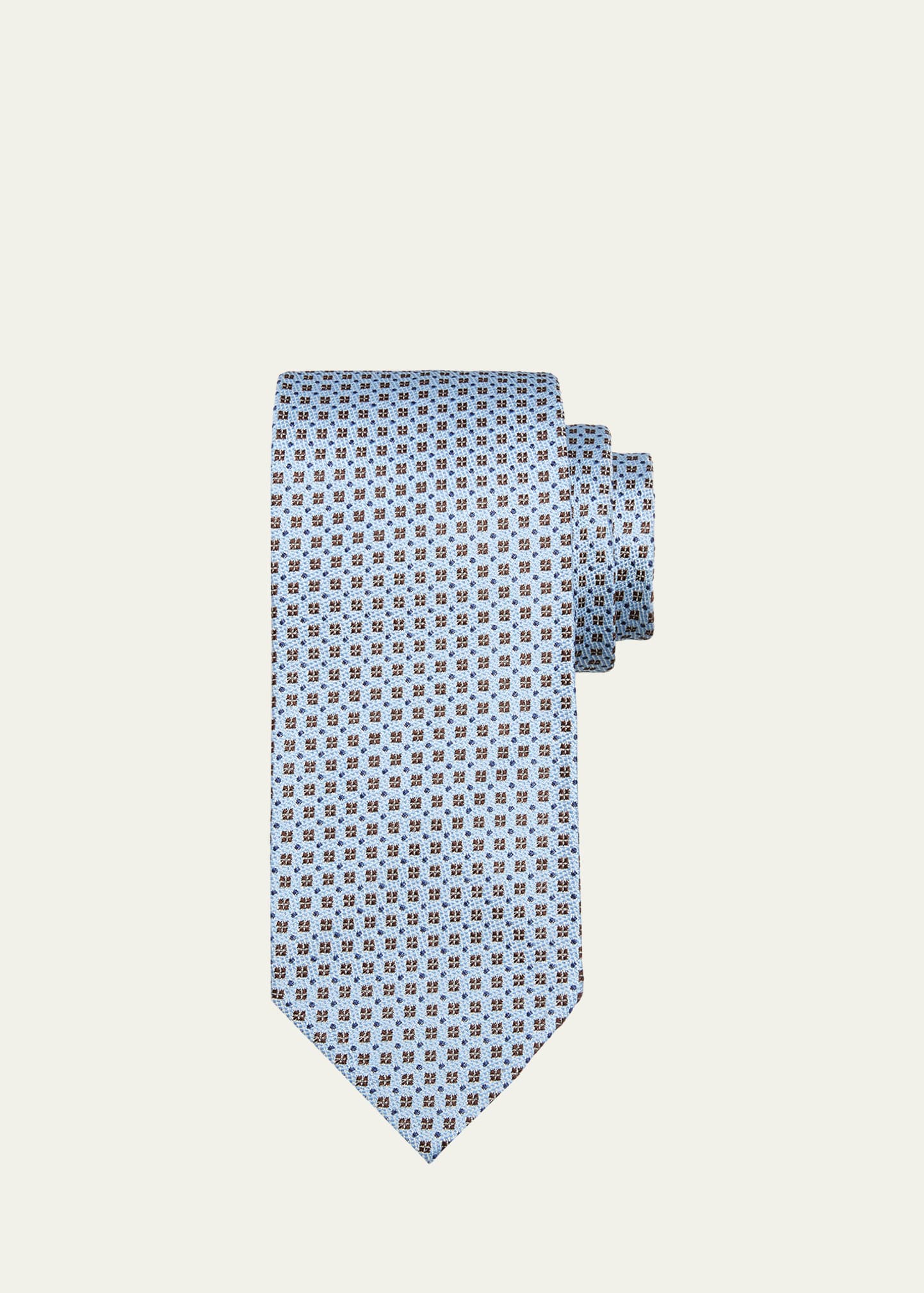 Shop Cesare Attolini Men's Mini Square Silk Tie In 007-blue