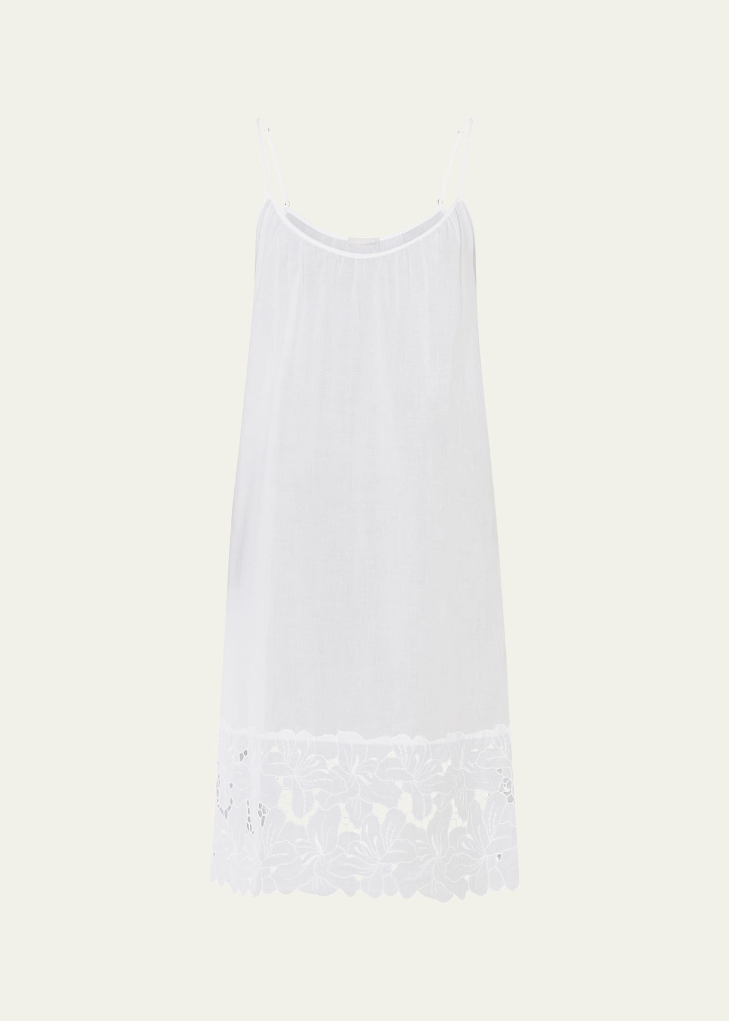 Hanro Clara Floral-embroidered Cotton Chemise In White