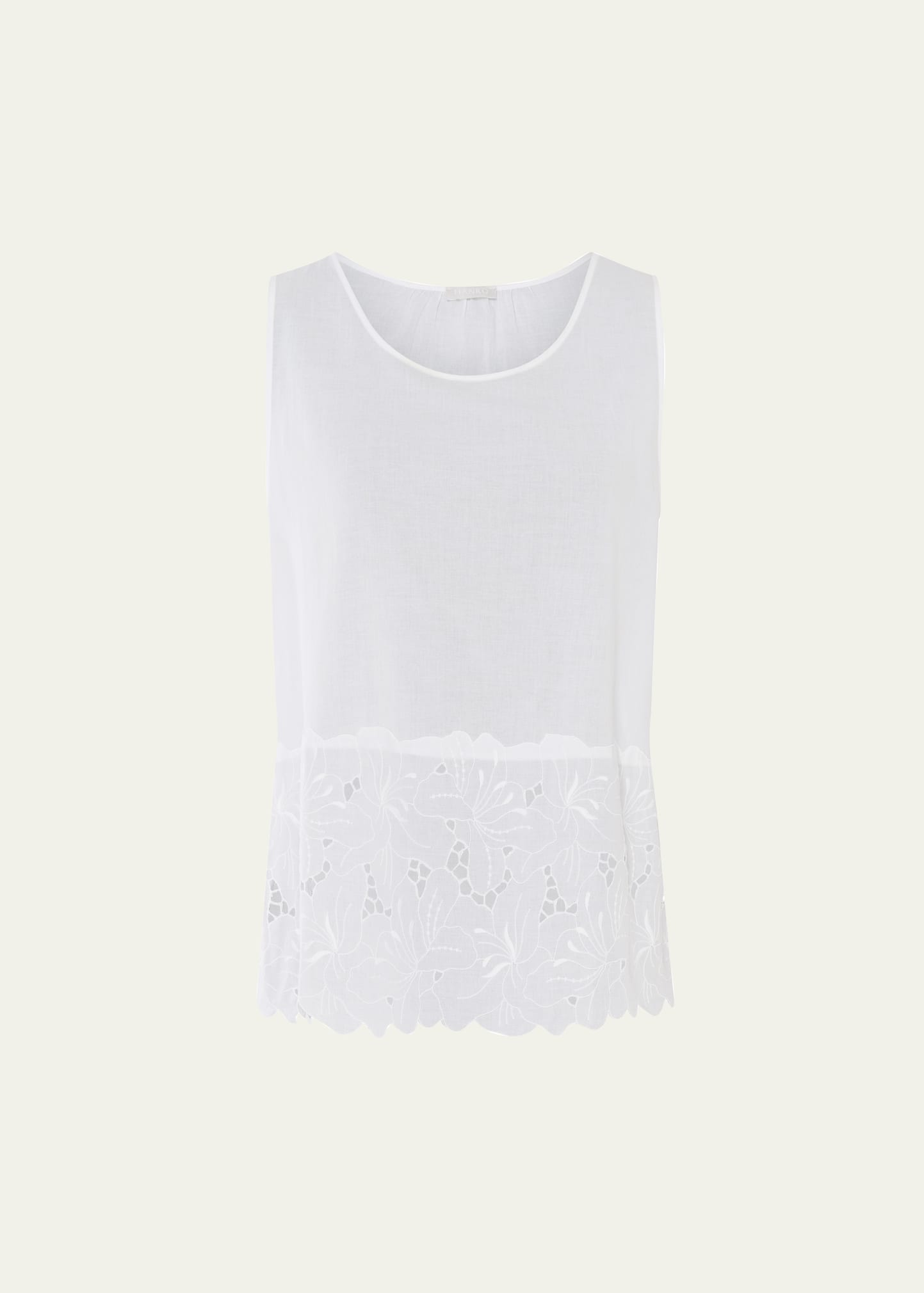 Shop Hanro Clara Floral-embroidered Cotton Tank Top In White