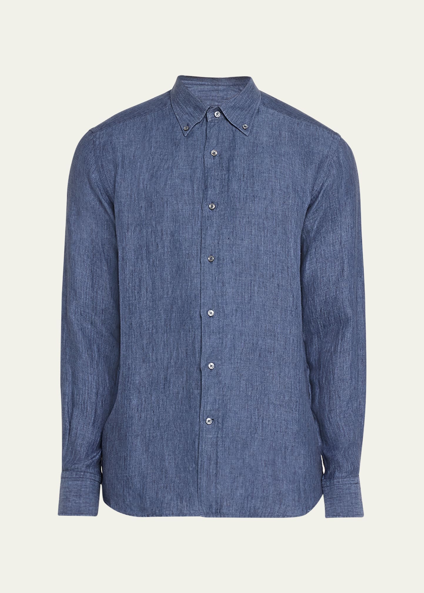 Bergdorf Goodman Men's Linen Casual Button-down Shirt In Navy