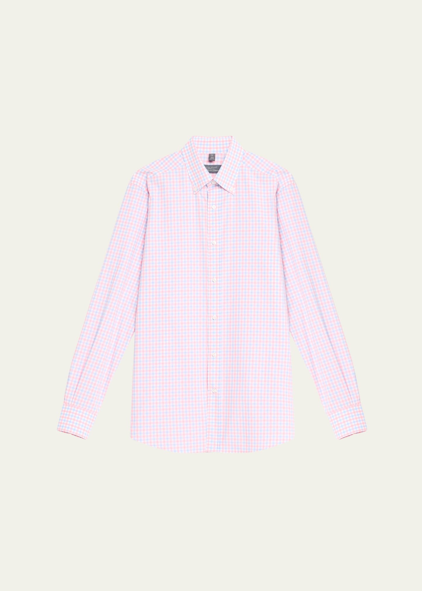 Bergdorf Goodman Men's Cotton Graph Check-print Sport Shirt In Lt Blu Pink Wht