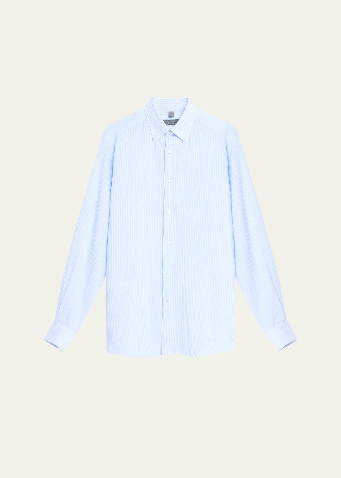 Bergdorf Goodman Men's Linen Stripe Casual Button-down Shirt In Lt Blu Wht