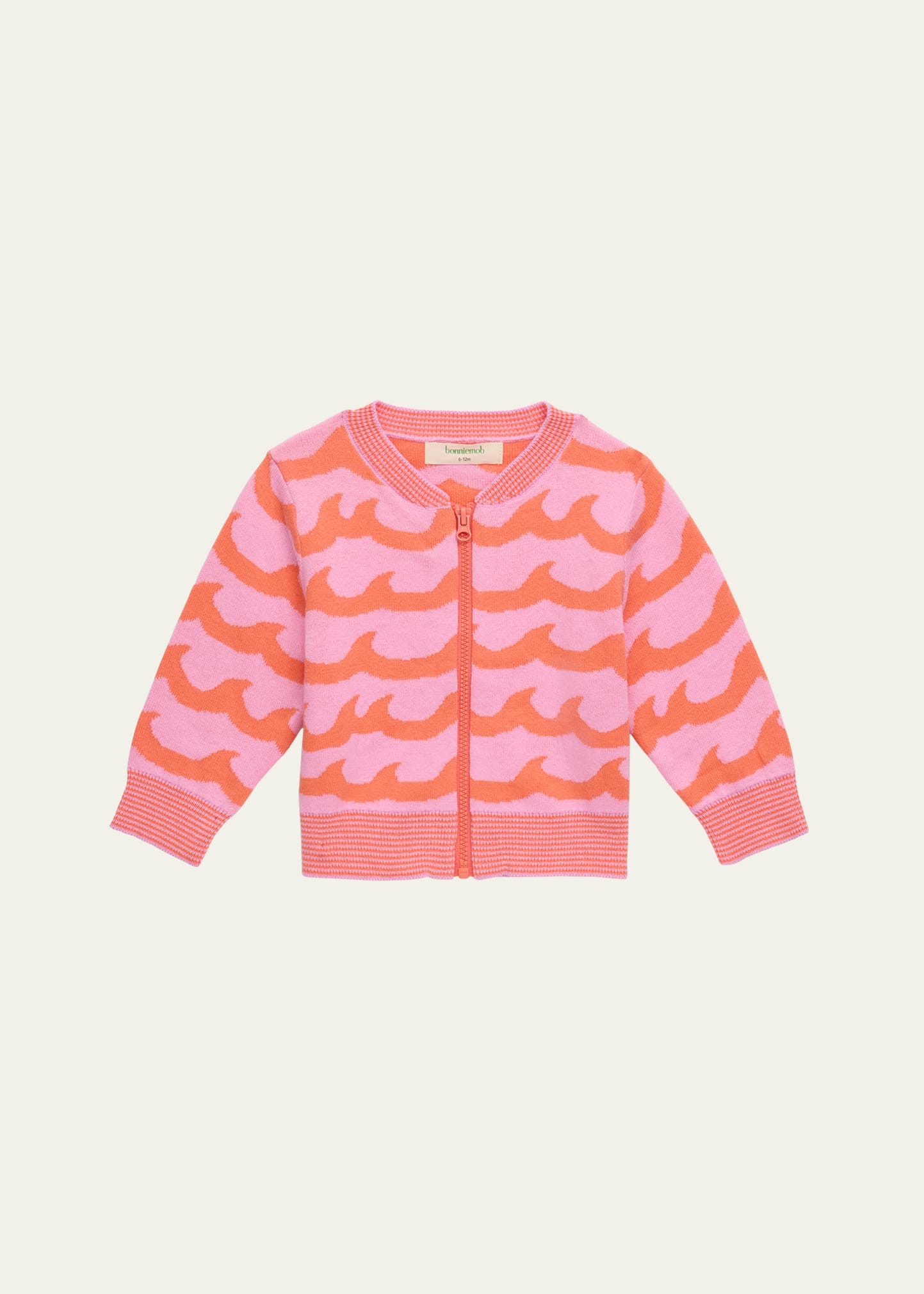 Bonniemob Kids' Girl's Waves Printed Cardigan In Pink