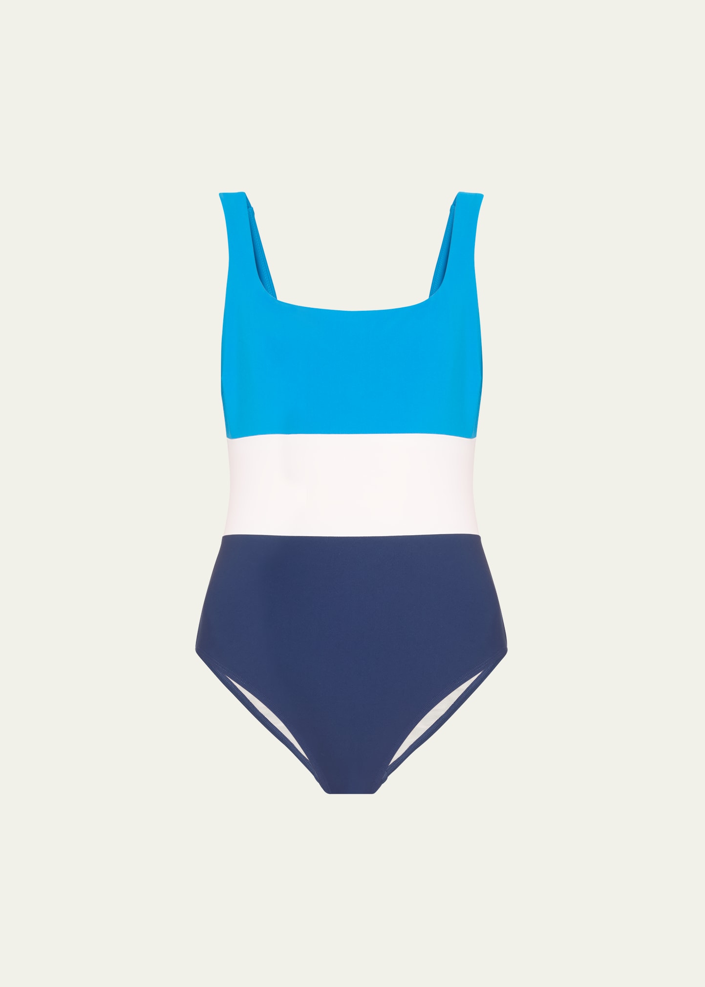 Stylest Dreamsculpt Colorblock Square-neck One-piece Swimsuit In Navy Sapphire Bla
