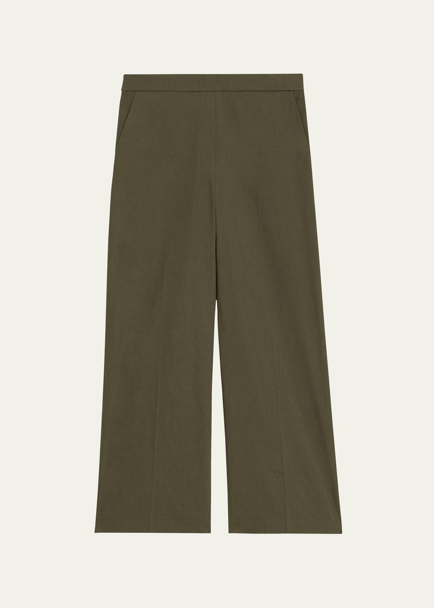 Shop Theory Relaxed Straight Cropped Pull-on Pants In Dark Olive