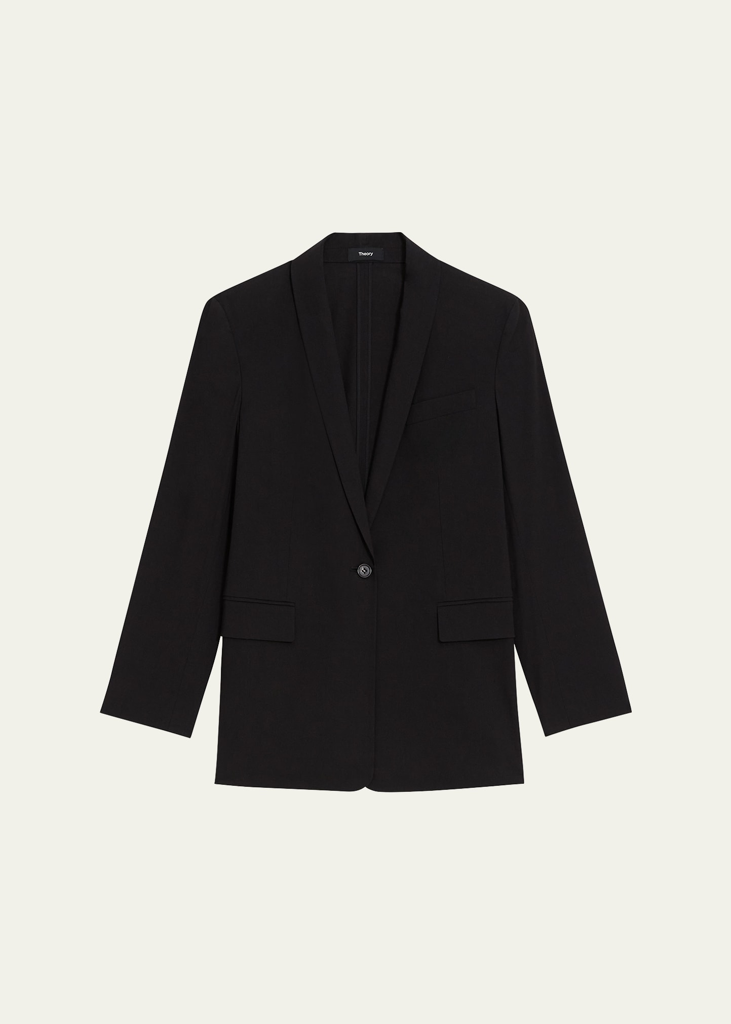 Theory Rolled-sleeve Shawl Collar One-button Jacket In Blk