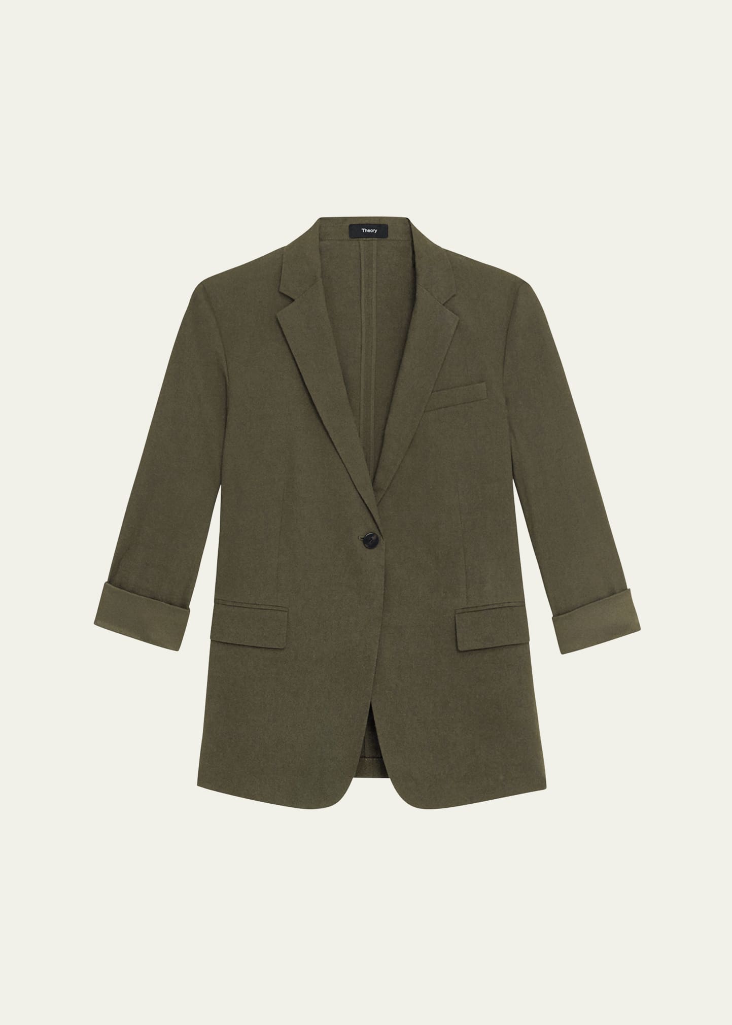 Shop Theory Rolled-sleeve Shawl Collar Jacket In Dark Olive
