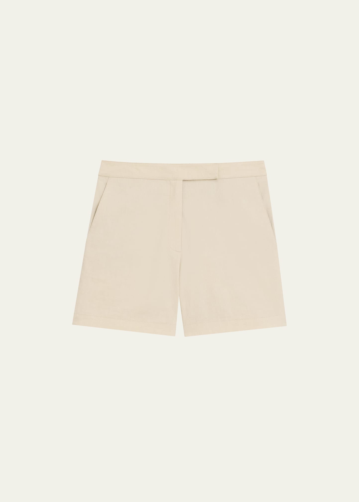 Shop Theory Waist Tab Linen-blend Shorts In Straw