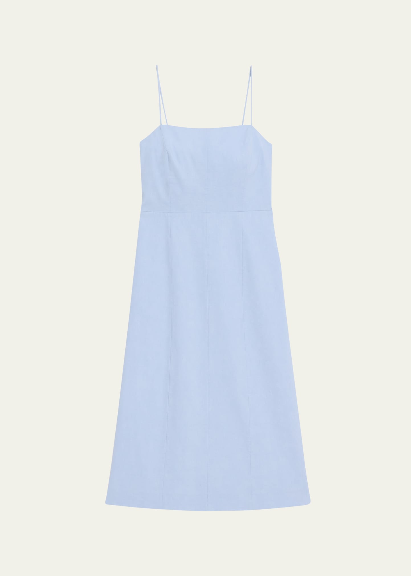 Shop Theory Strappy A-line Linen-blend Midi Dress In Skylt