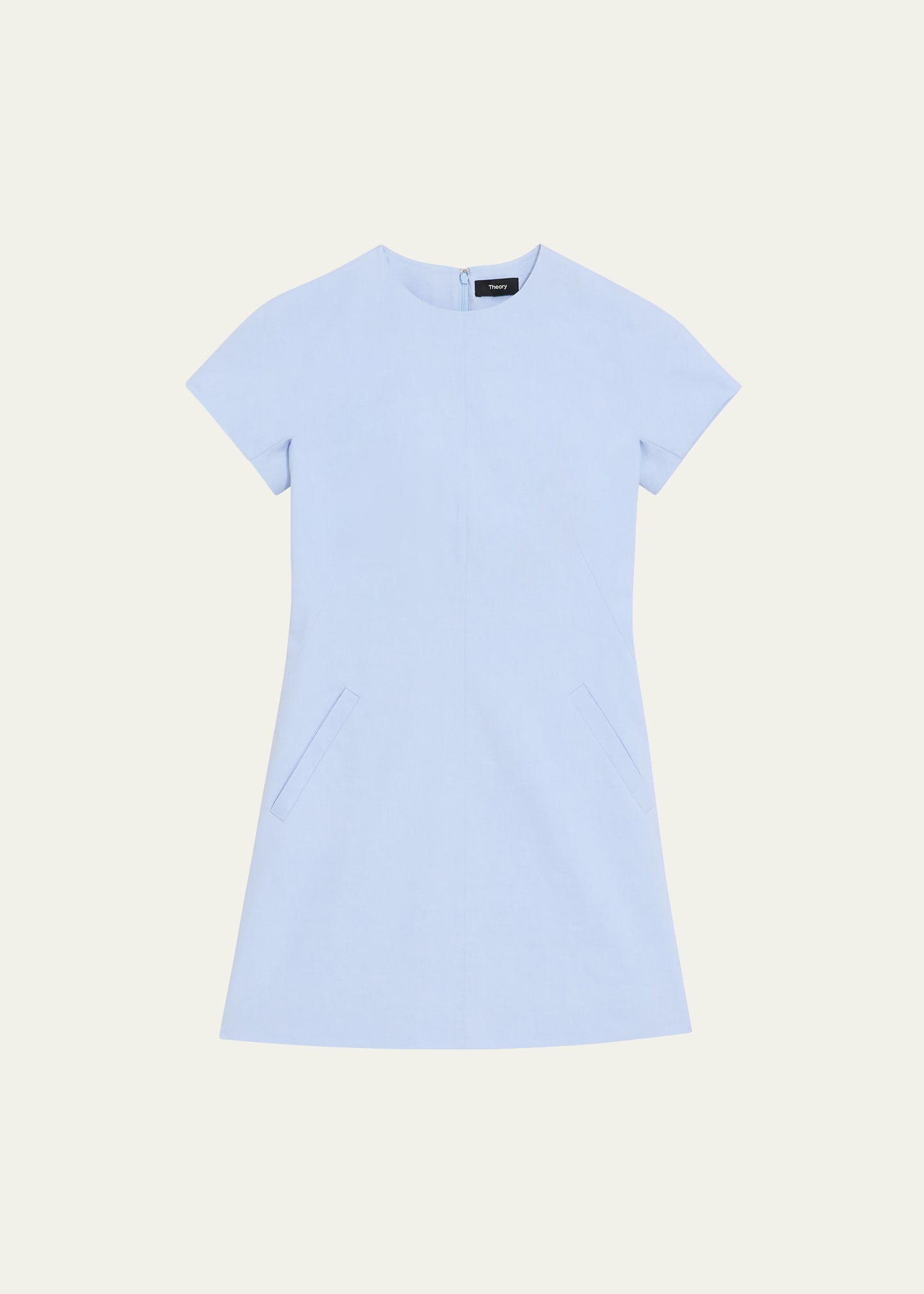 Shop Theory Dolman-sleeve Tweed Canvas Mini Dress In Skylight