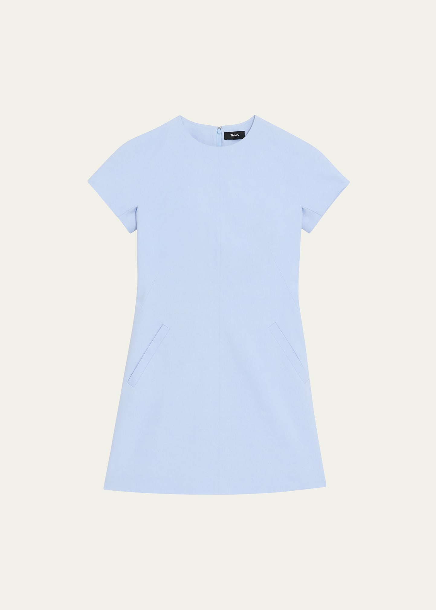Theory Dolman-sleeve Tweed Canvas Mini Dress In Skylight